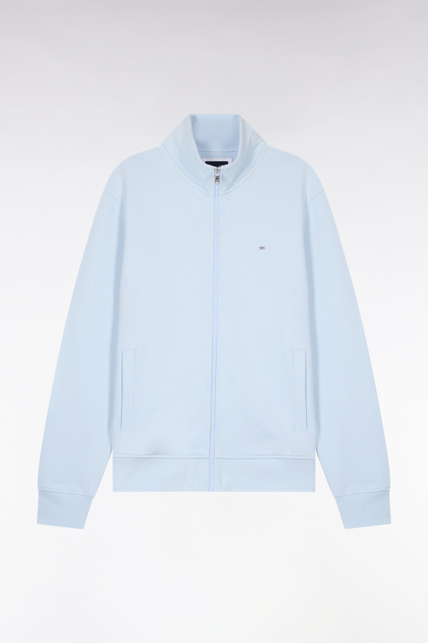 Sweatshirt zippé en molleton coton bleu ciel