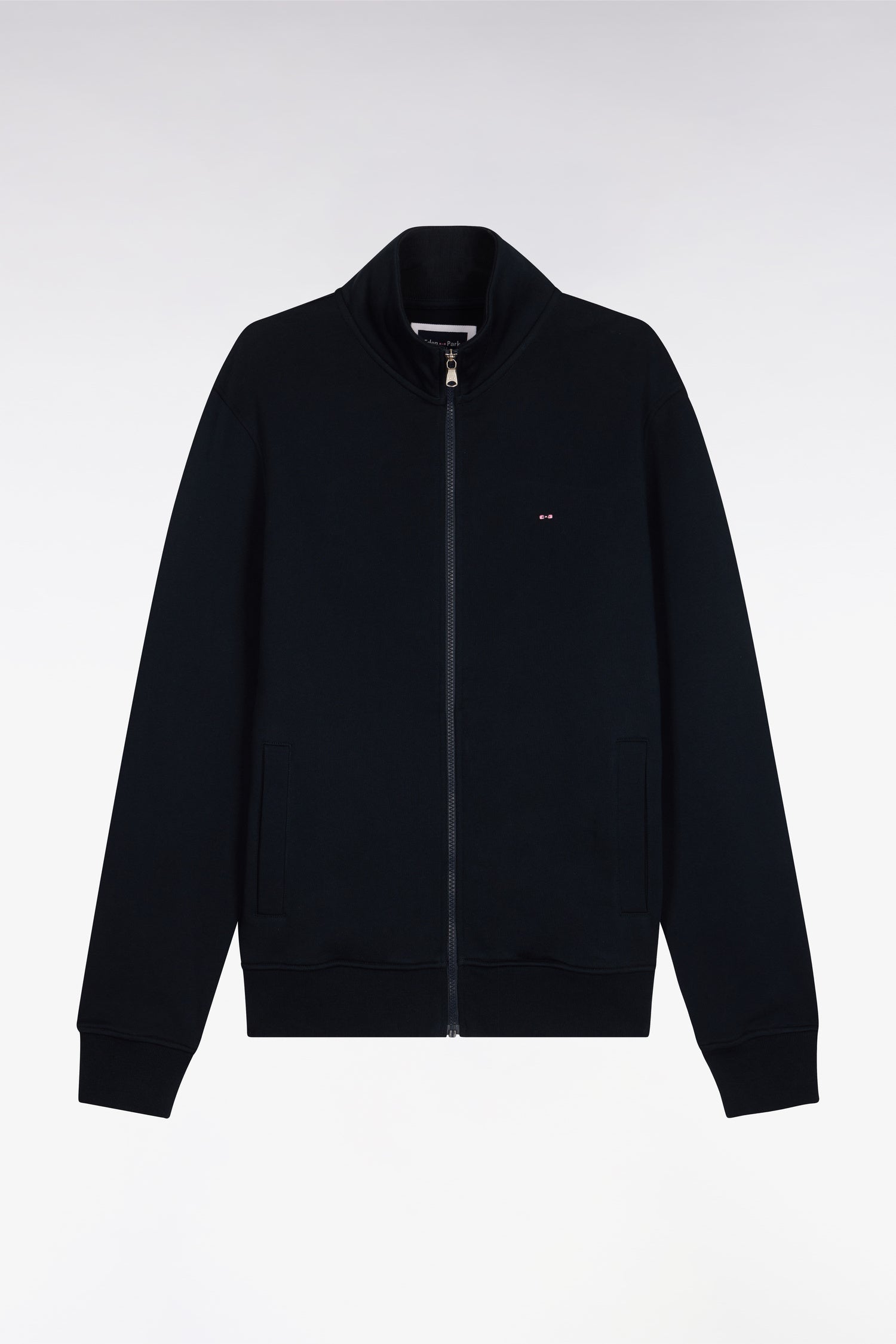 Sweatshirt zippé en molleton coton marine