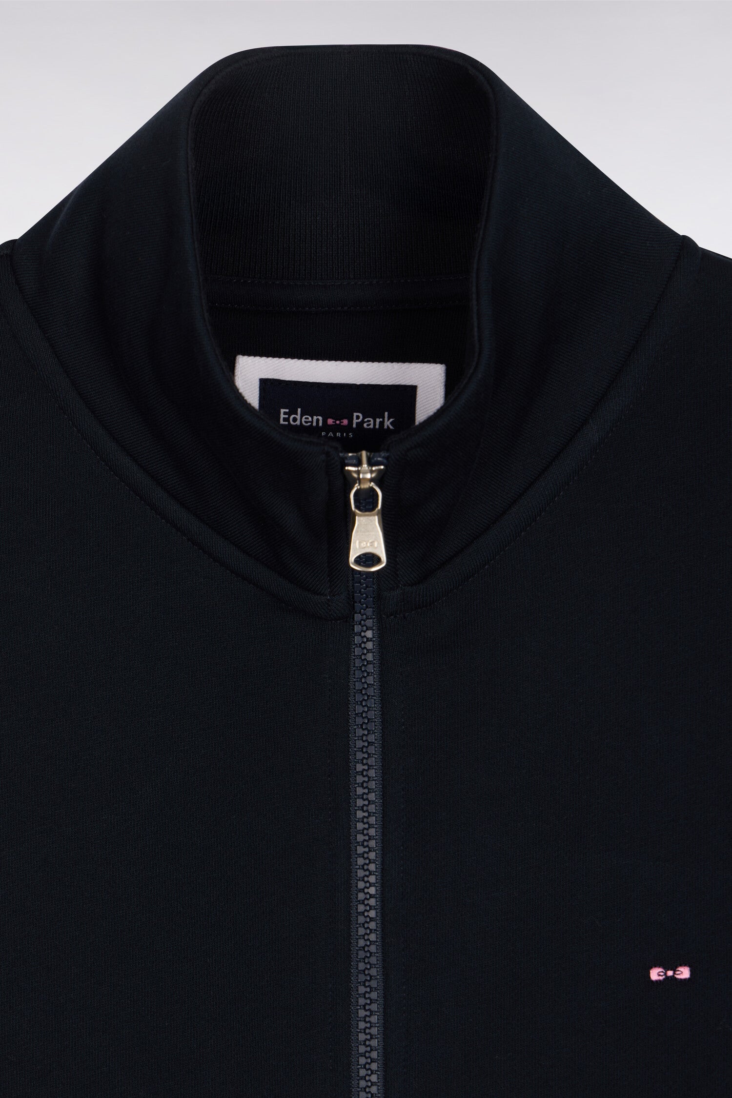 Sweatshirt zippé en molleton coton marine