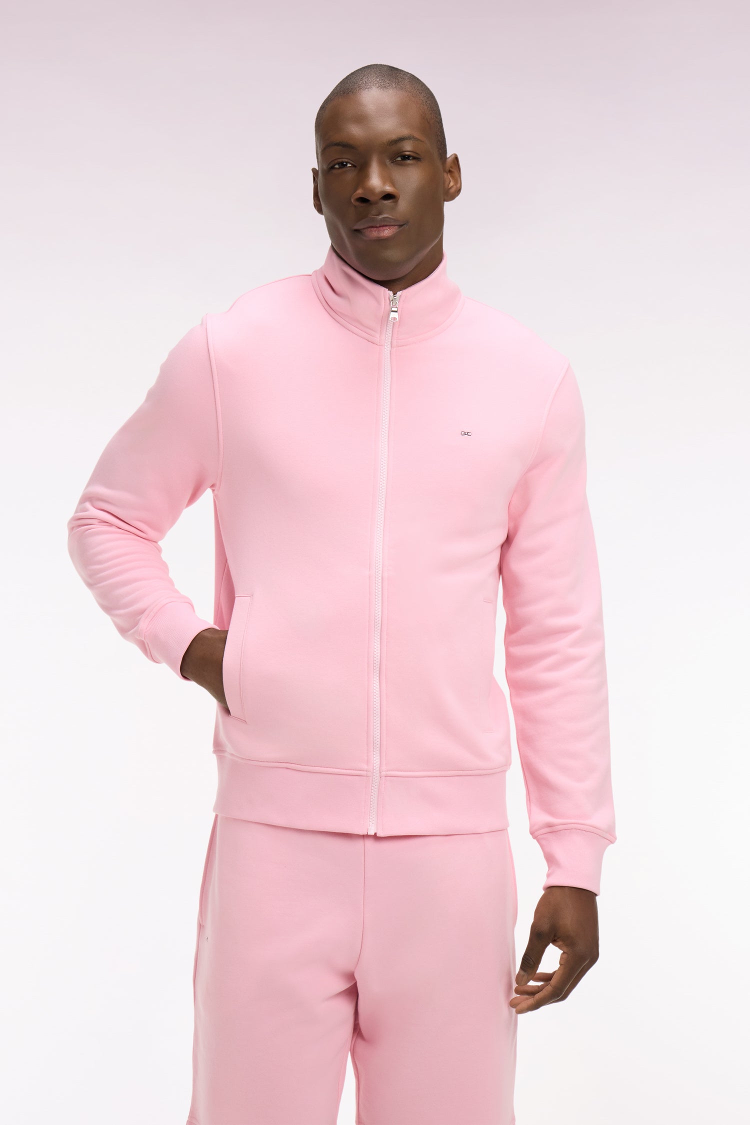 Pink cotton fleece zipped sweatshirt – Eden Park
