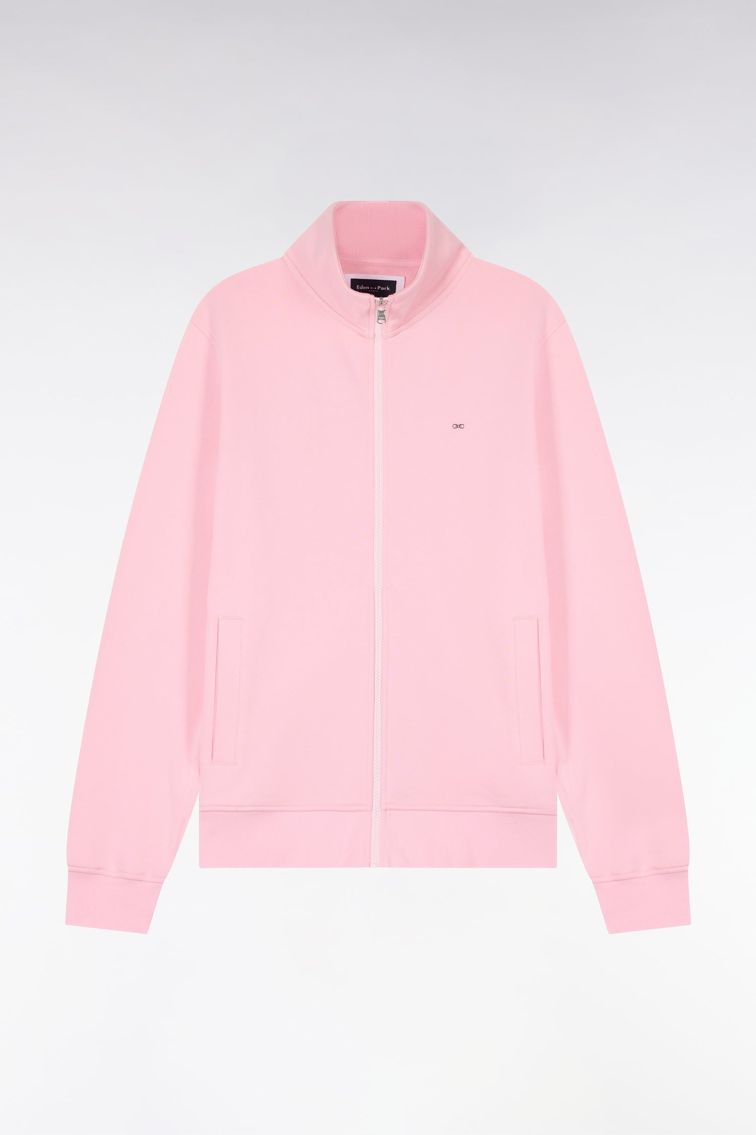 Sweatshirt zippé en molleton coton rose