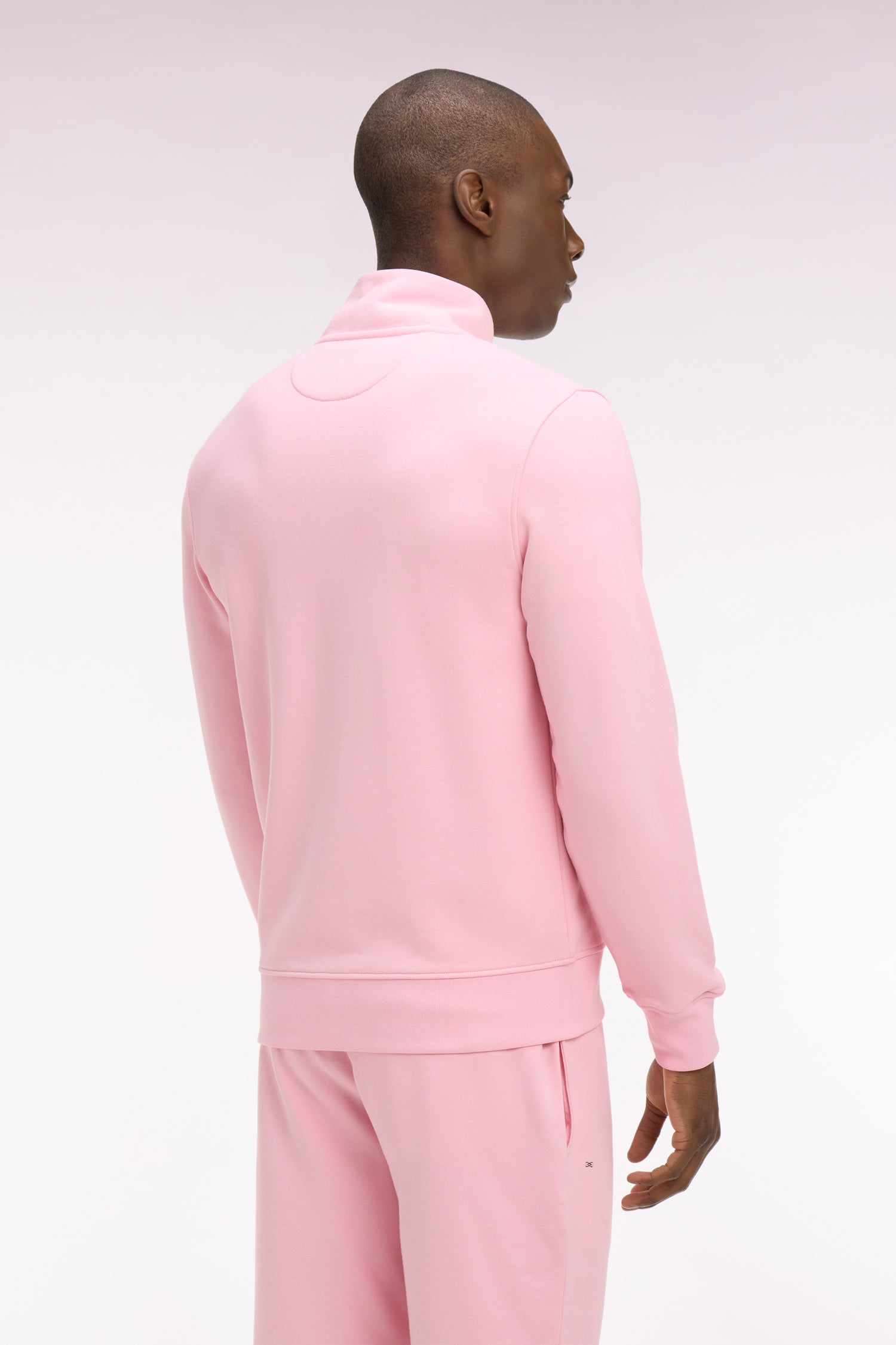 Sweatshirt zippé en molleton coton rose