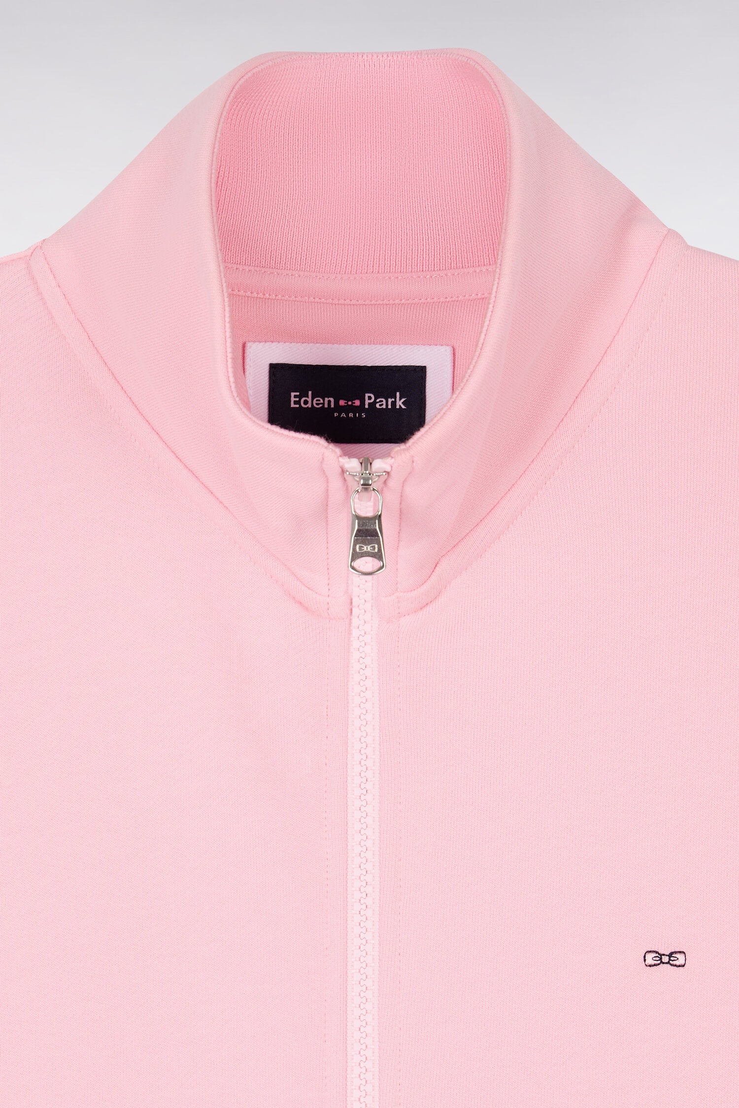 Sweatshirt zippé en molleton coton rose