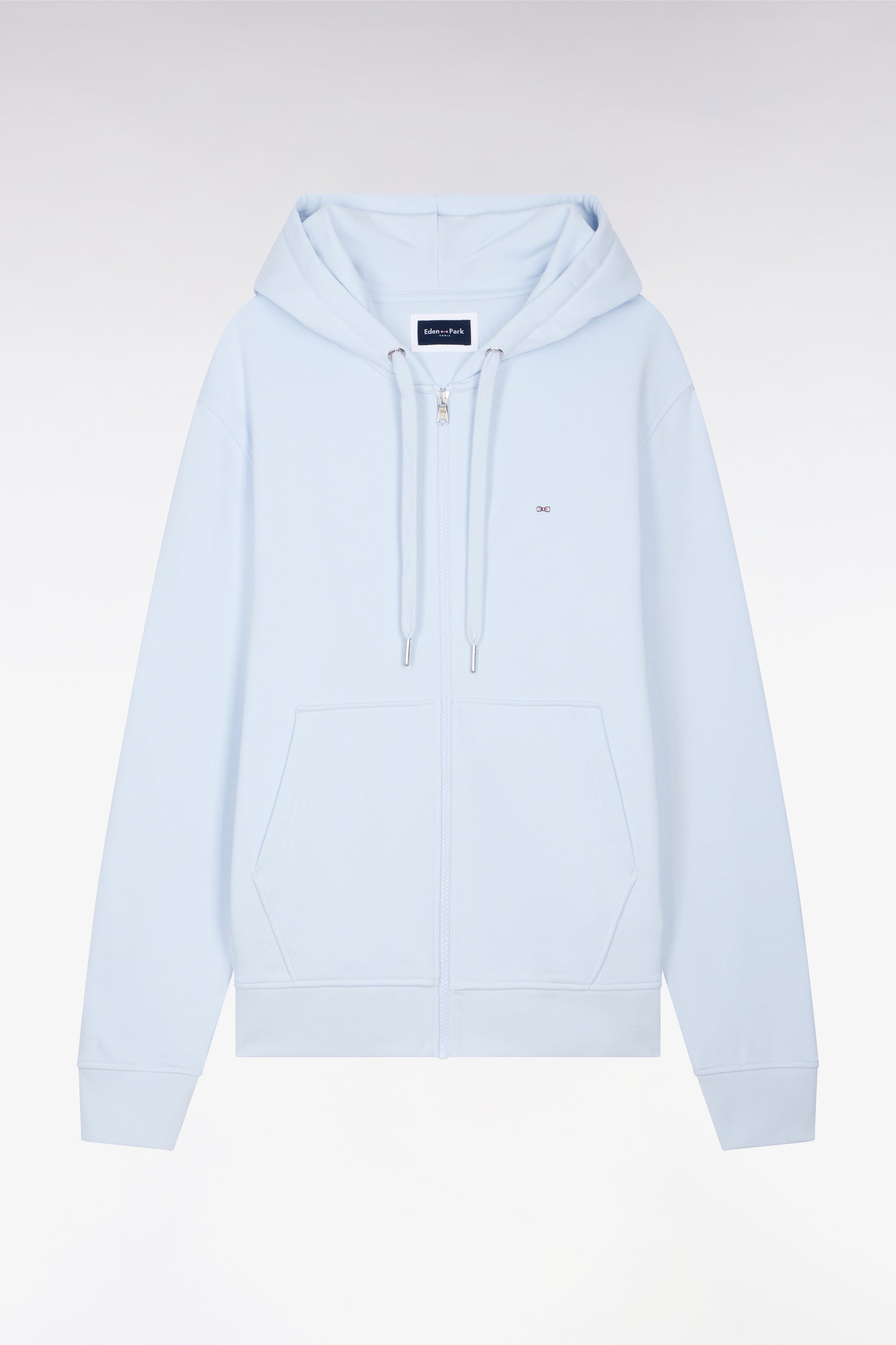 Sweatshirt zippé à capuche en molleton coton ciel