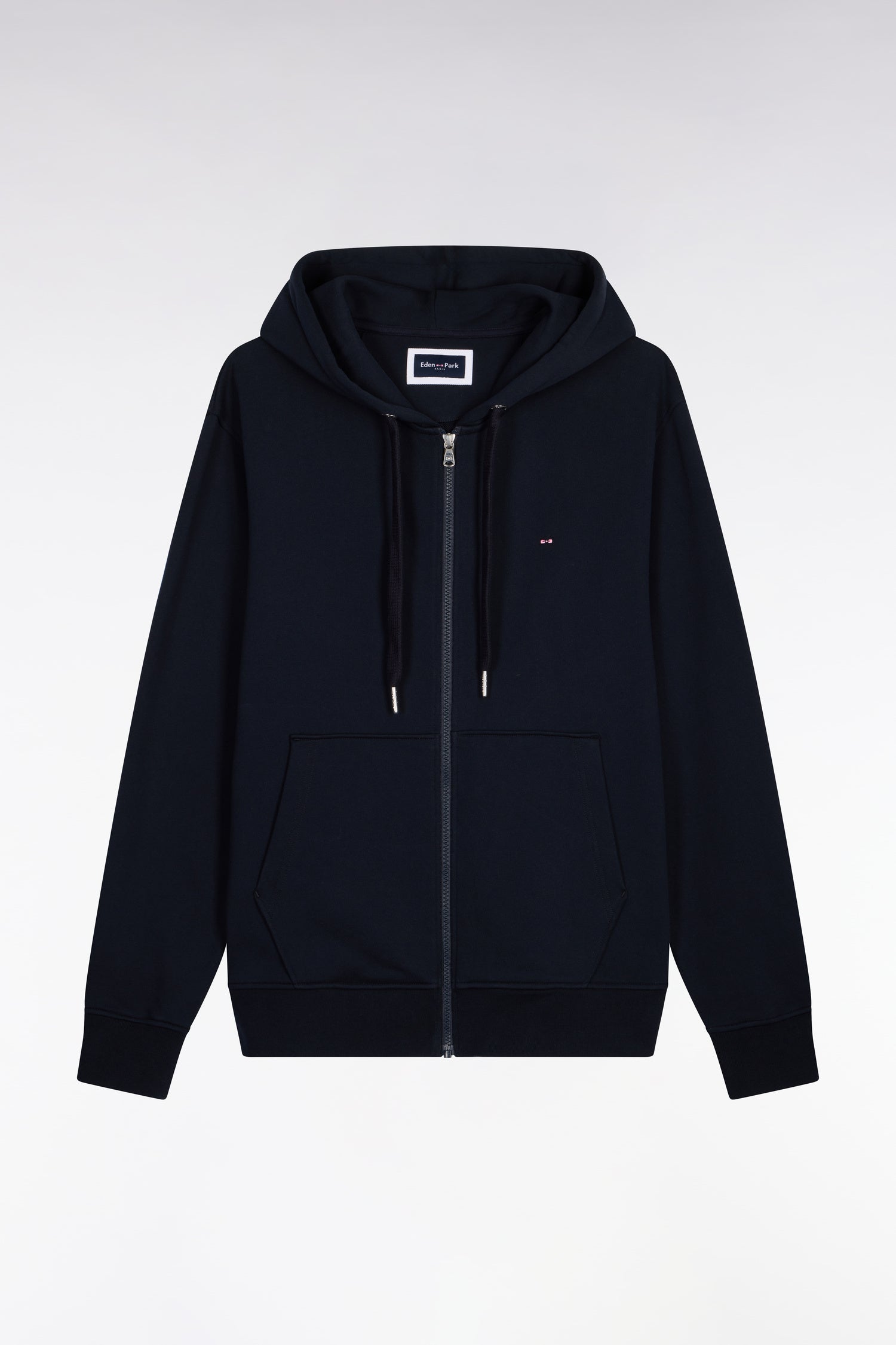 Sweatshirt zippé à capuche en molleton coton marine
