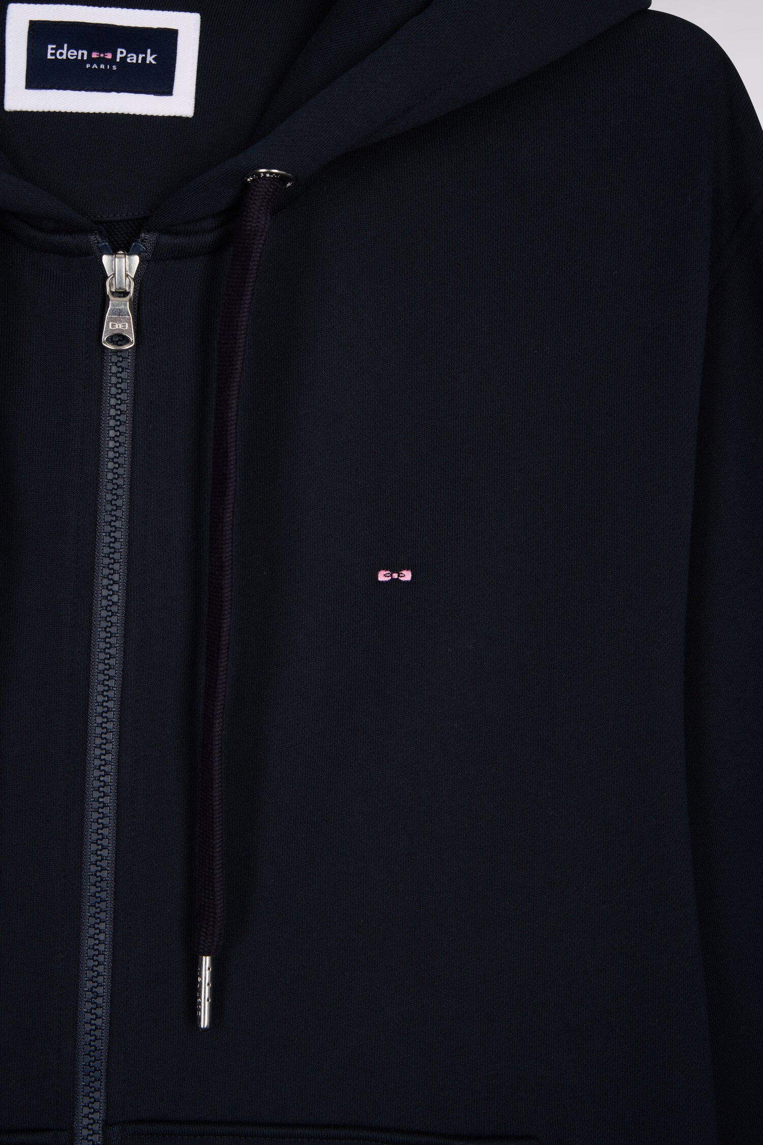 Sweatshirt zippé à capuche en molleton coton marine