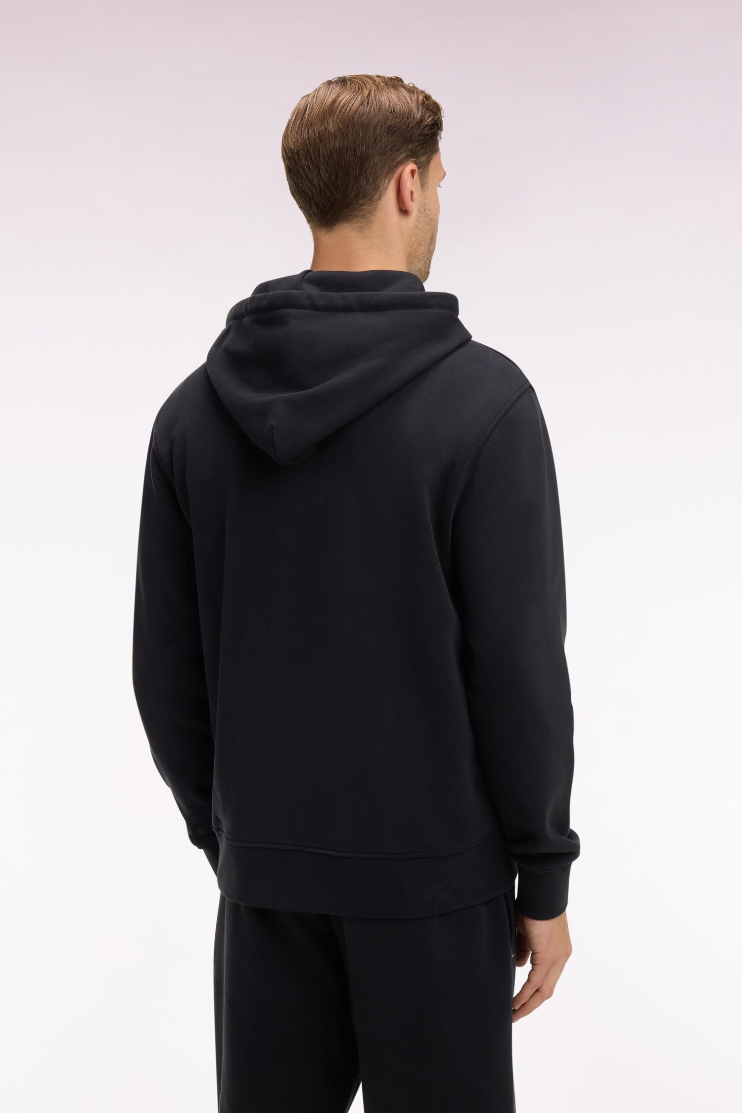 Sweatshirt zippé à capuche en molleton coton noir