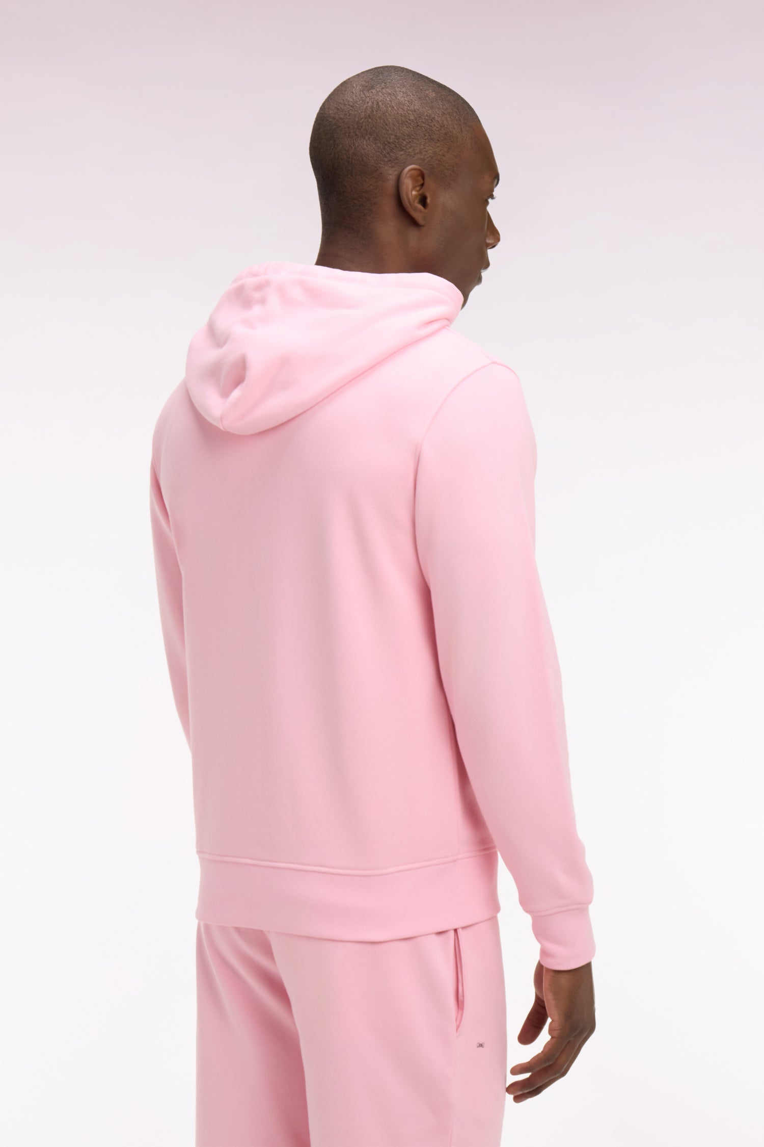 Sweatshirt zippé à capuche en molleton coton rose