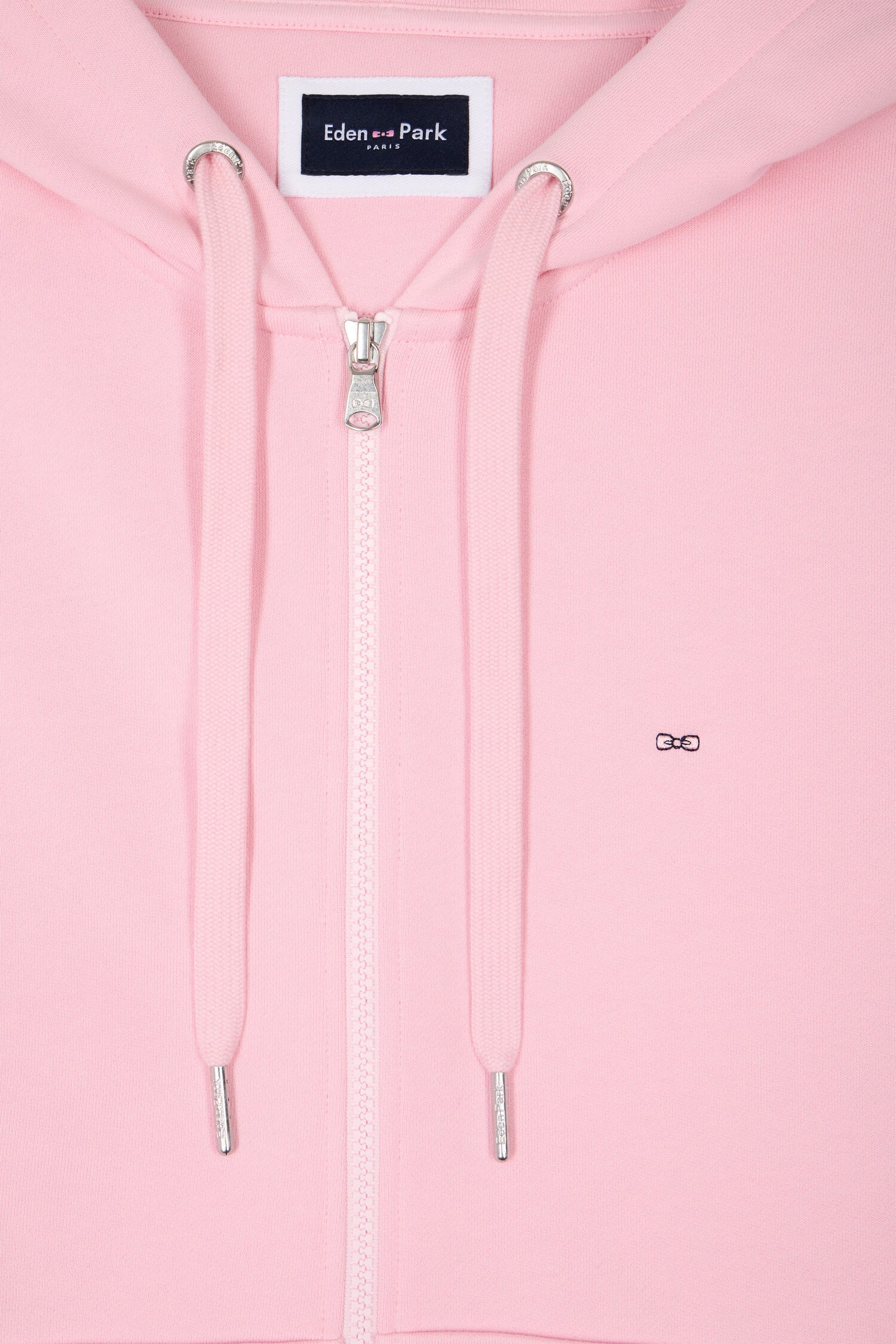 Sweatshirt zippé à capuche en molleton coton rose