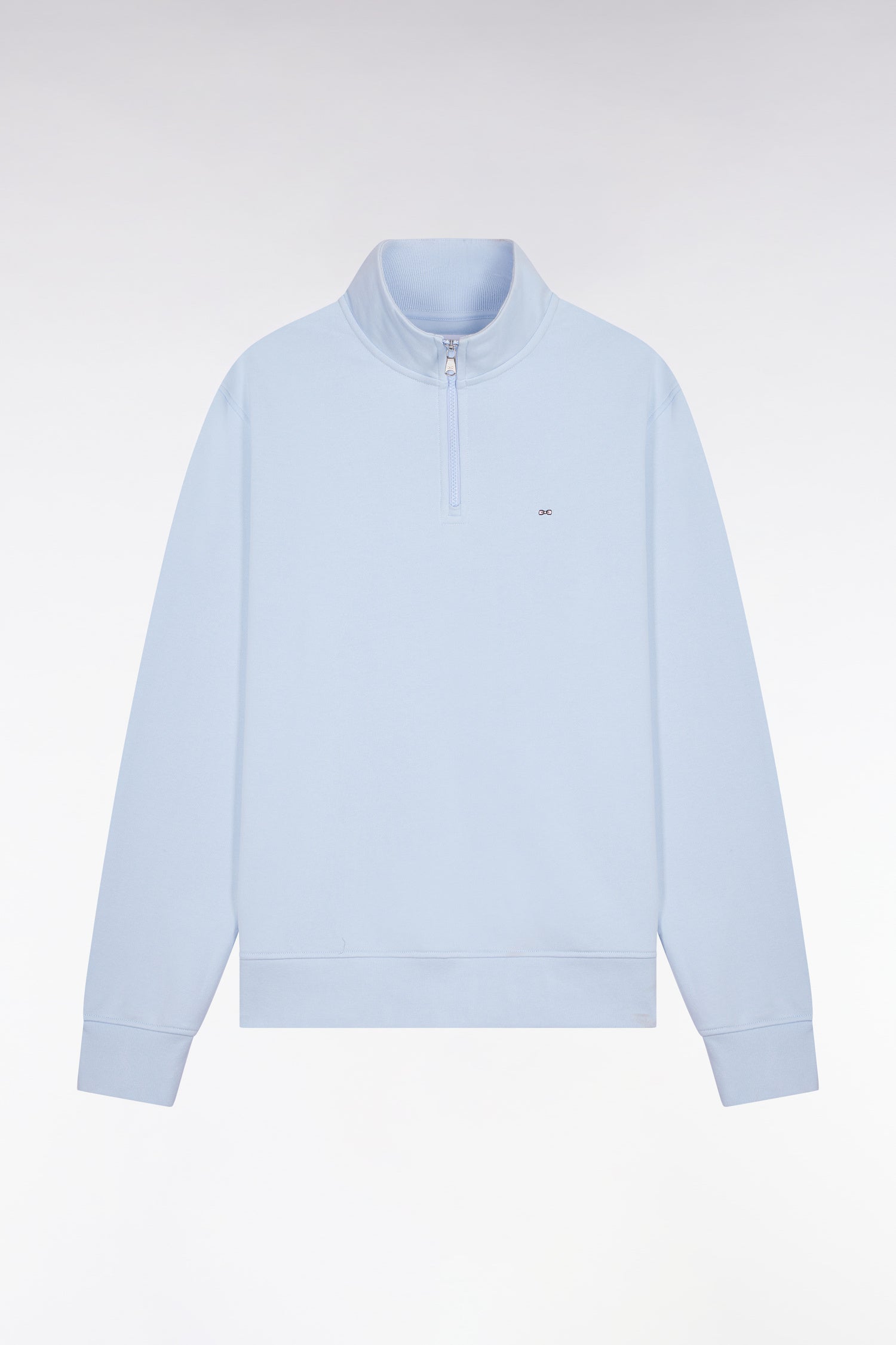 Sweatshirt col camionneur aus Sweatstoff Baumwolle Himmelblau