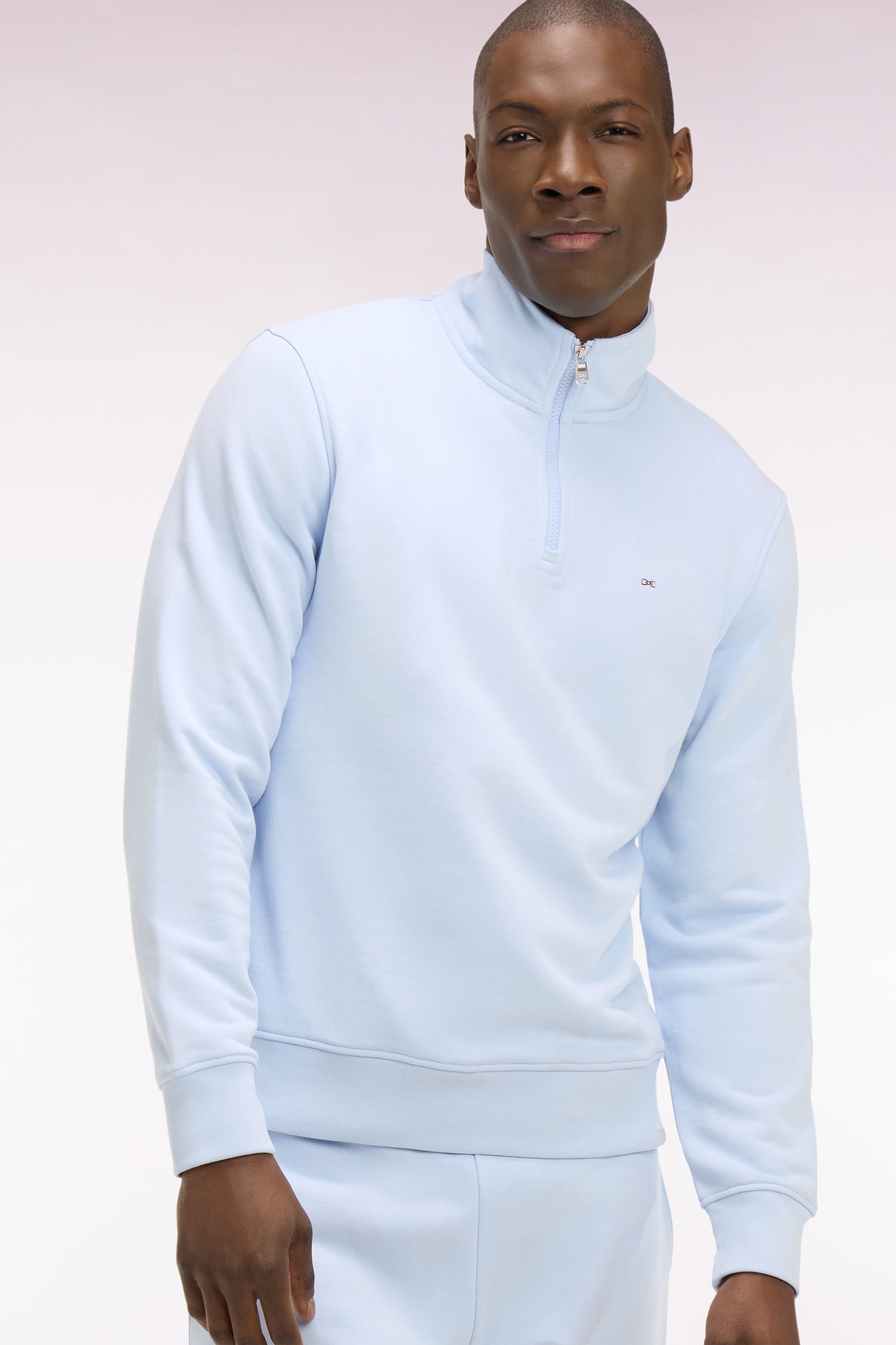 Sweatshirt col camionneur en molleton coton ciel