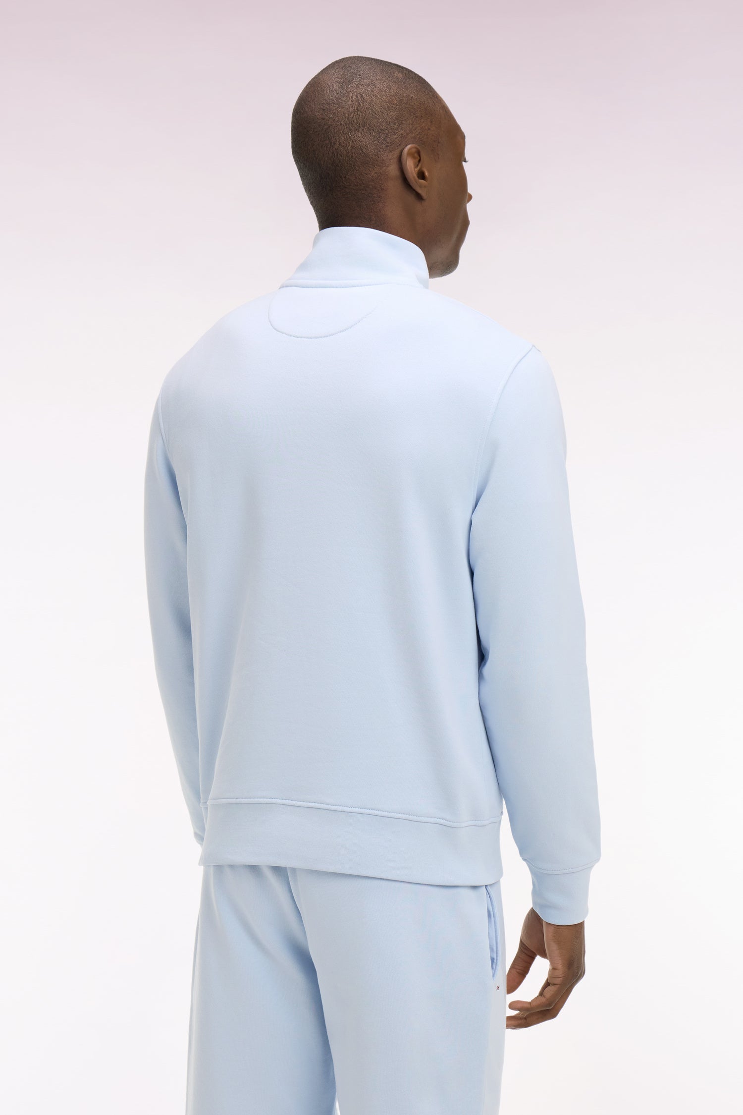 Sweatshirt col camionneur aus Sweatstoff Baumwolle Himmelblau