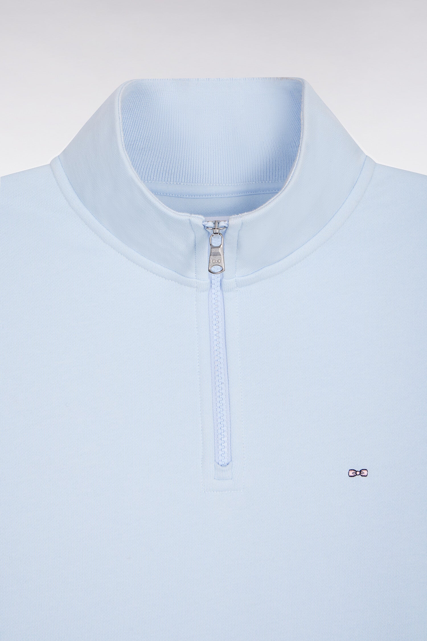 Sweatshirt col camionneur aus Sweatstoff Baumwolle Himmelblau
