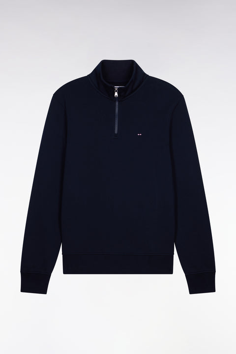 Sweatshirt col camionneur en molleton coton marine - Image 2