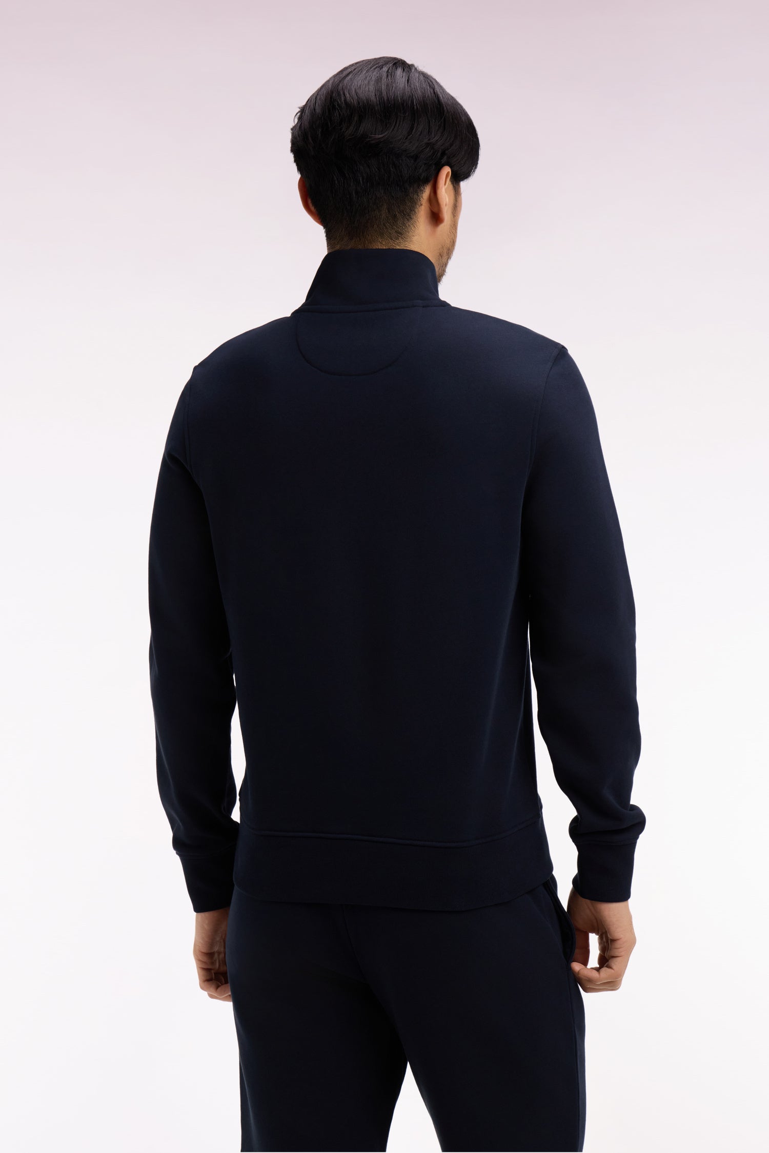 Sweatshirt col camionneur en molleton coton marine