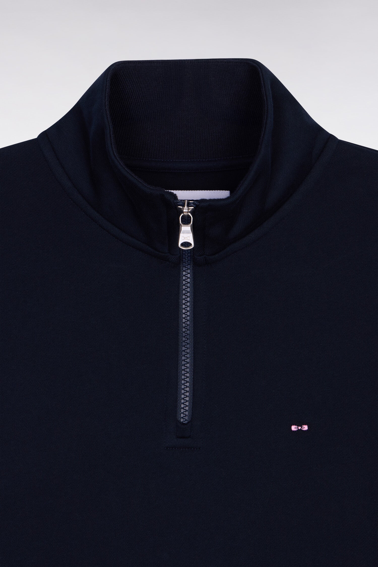 Sweatshirt col camionneur en molleton coton marine