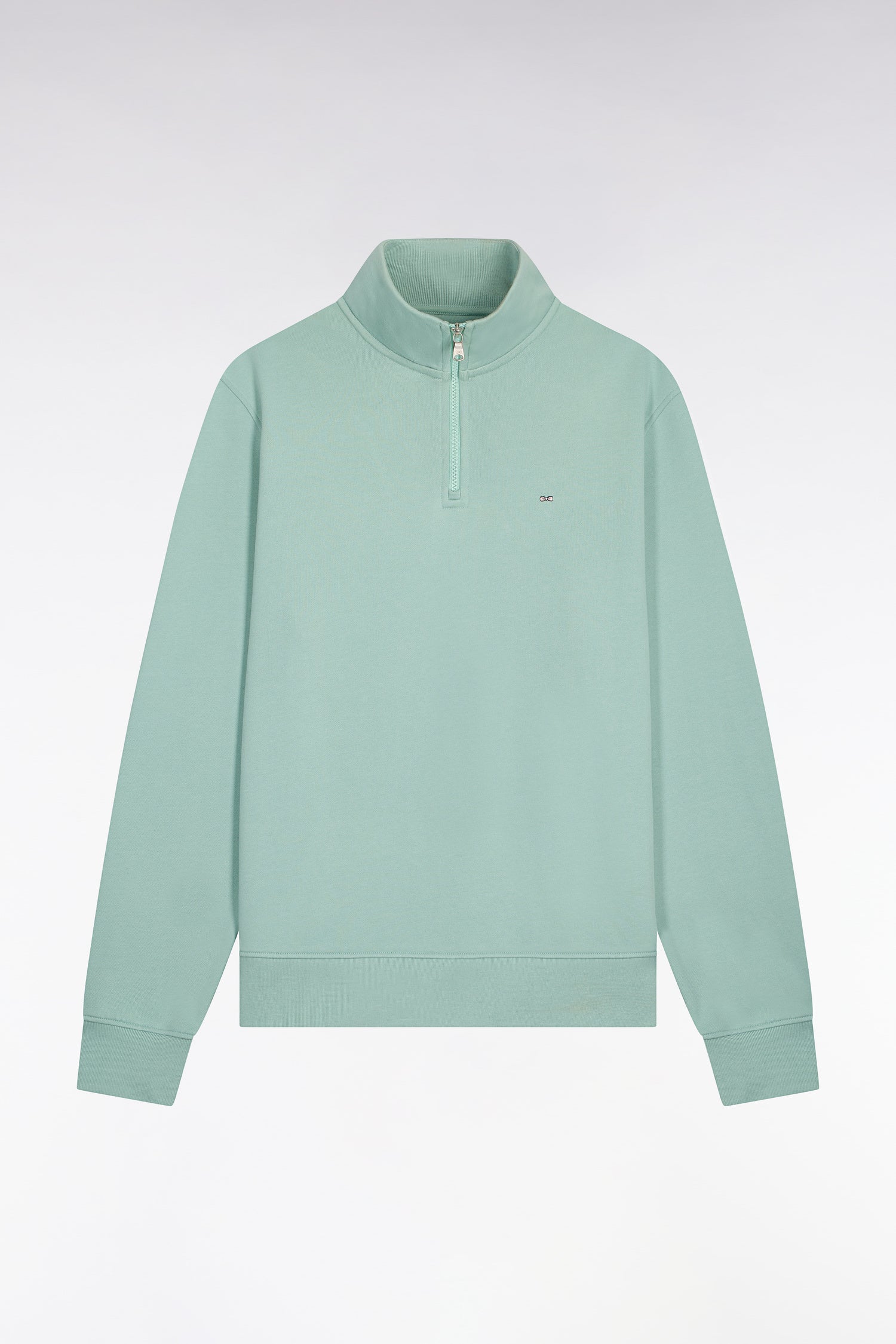 Sweatshirt col camionneur en molleton coton vert d'eau