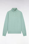 Sweatshirt col camionneur en molleton coton vert d'eau