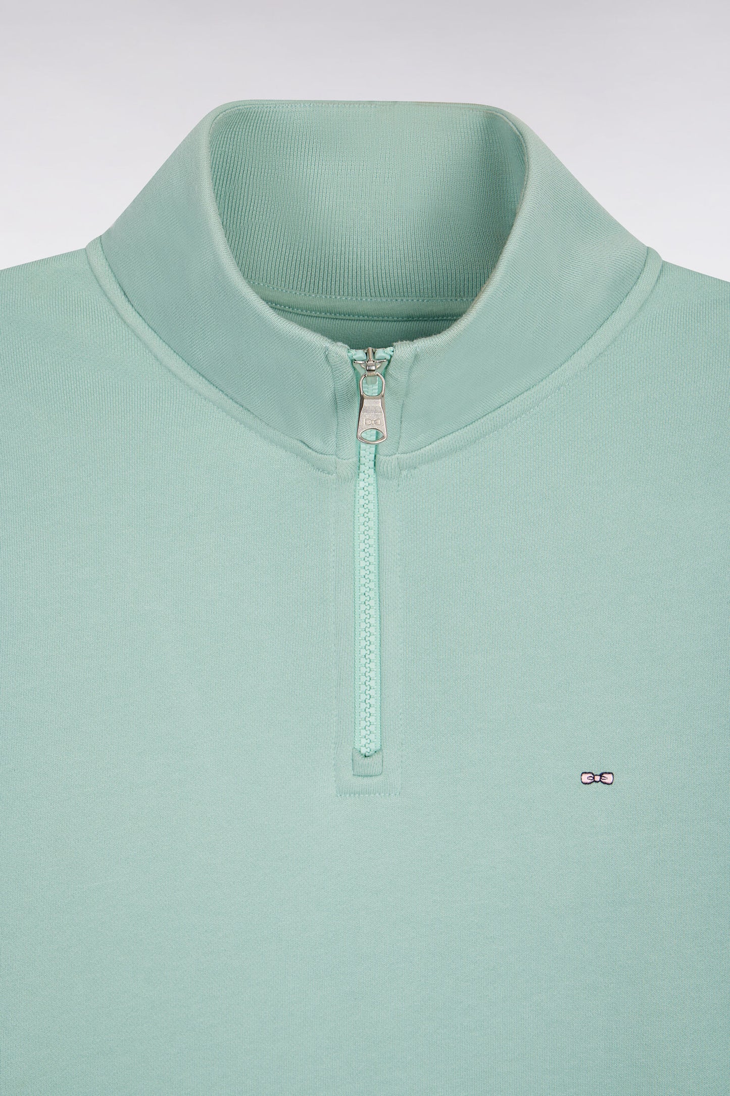 Water green cotton fleece trucker neck sweatshirt