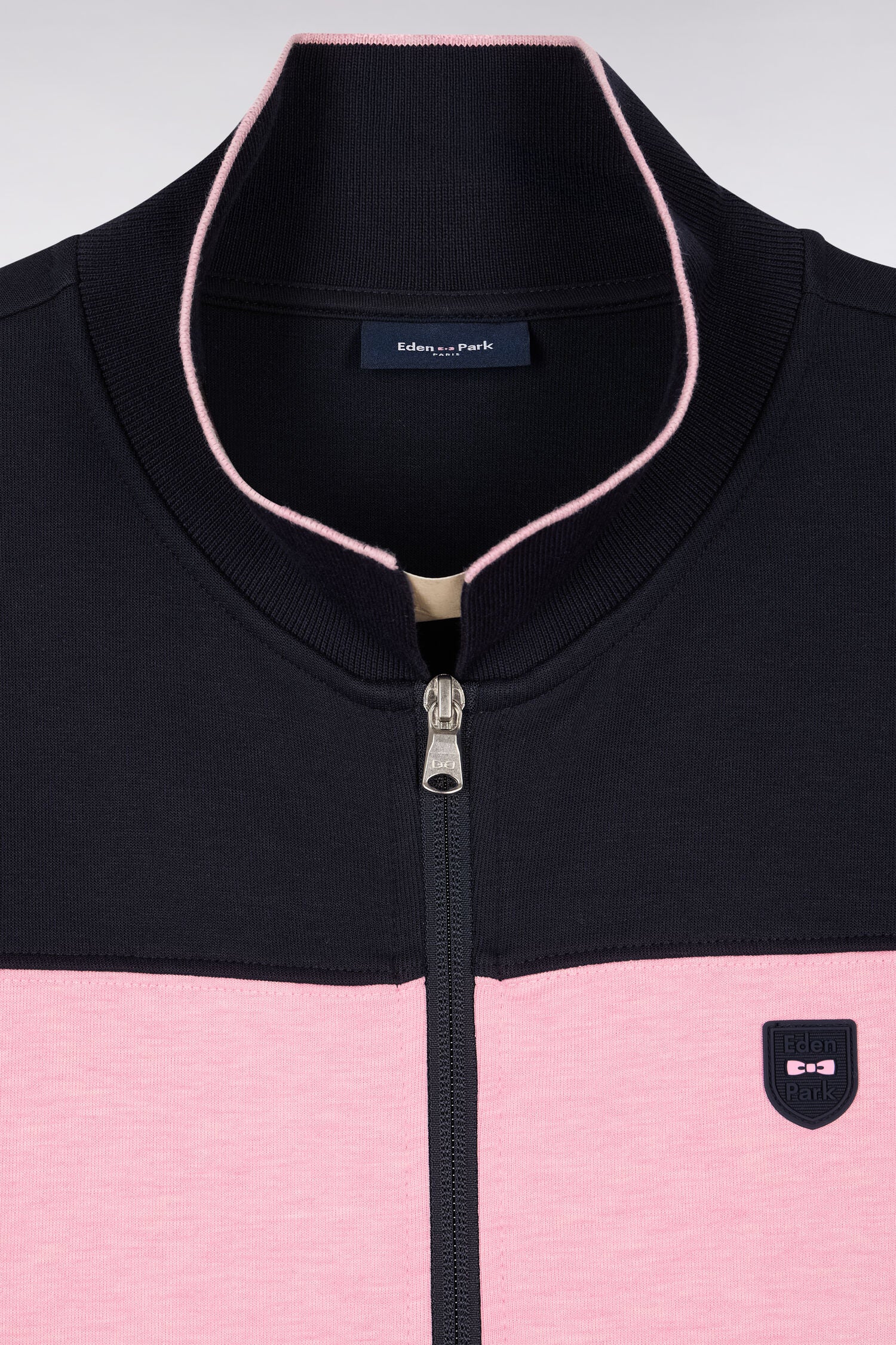 sweatshirt zipped polo collar in fleece navy