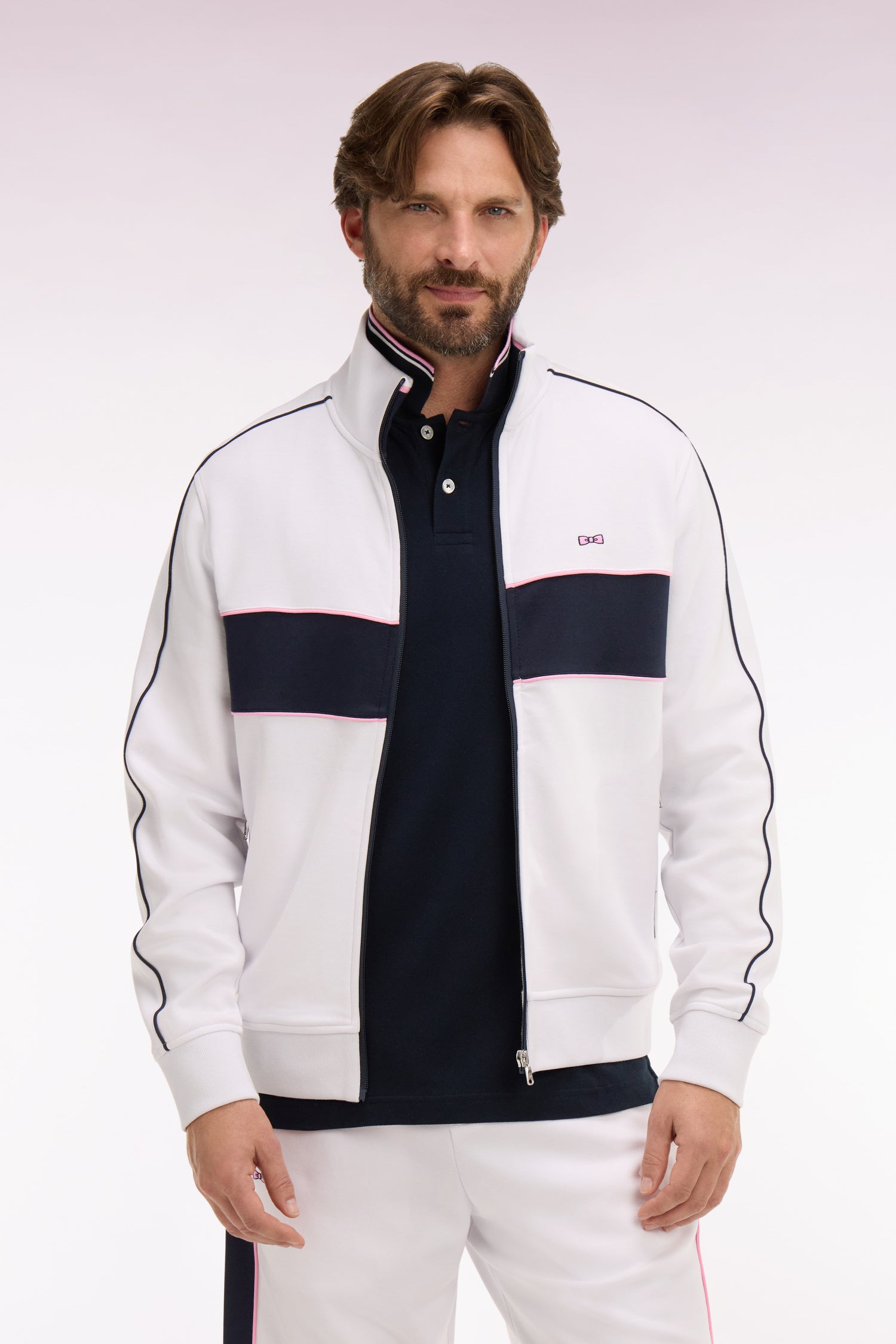 Sweatshirt zippé en molleton blanc