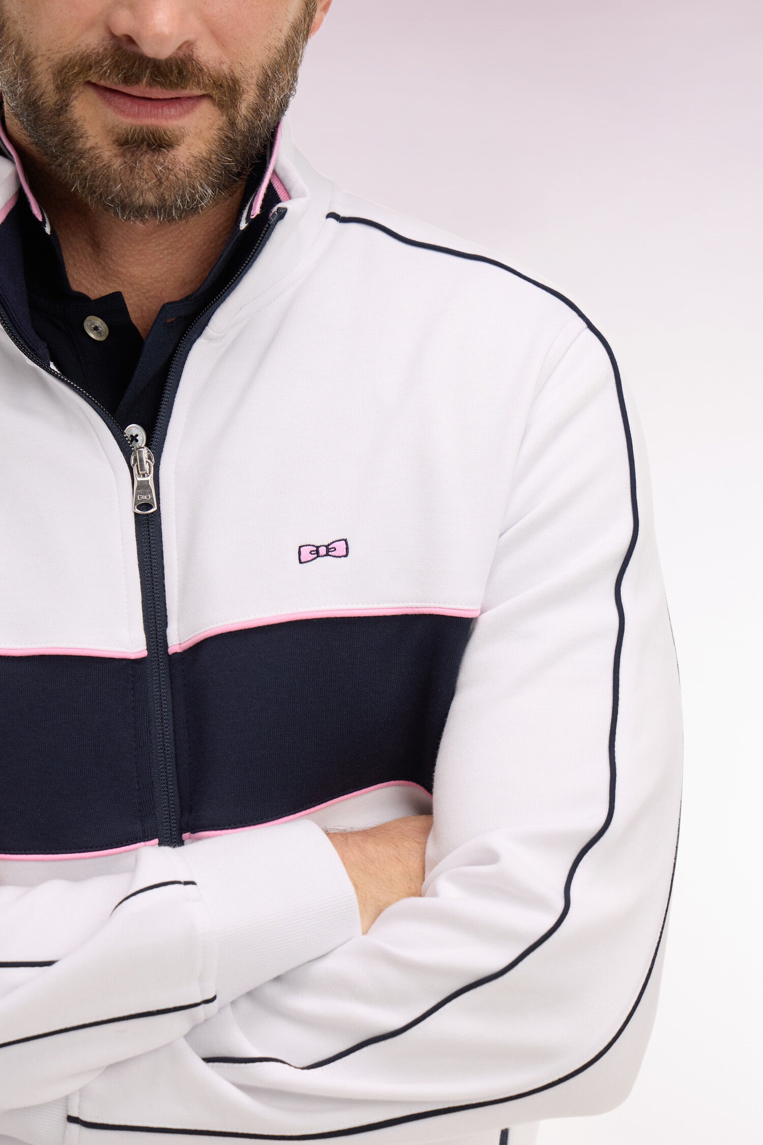 Sweatshirt zippé en molleton blanc