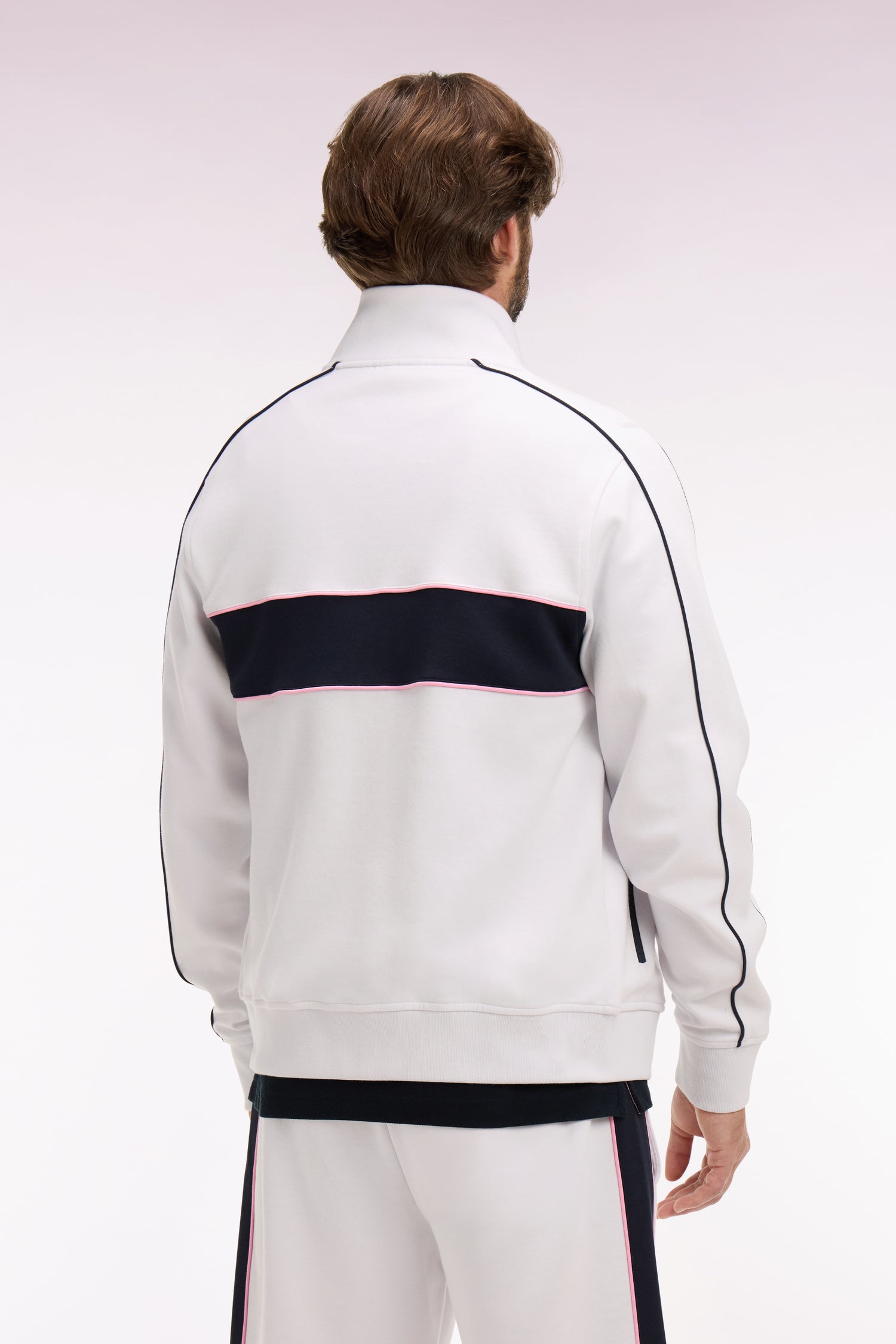 Sweatshirt zippé en molleton blanc
