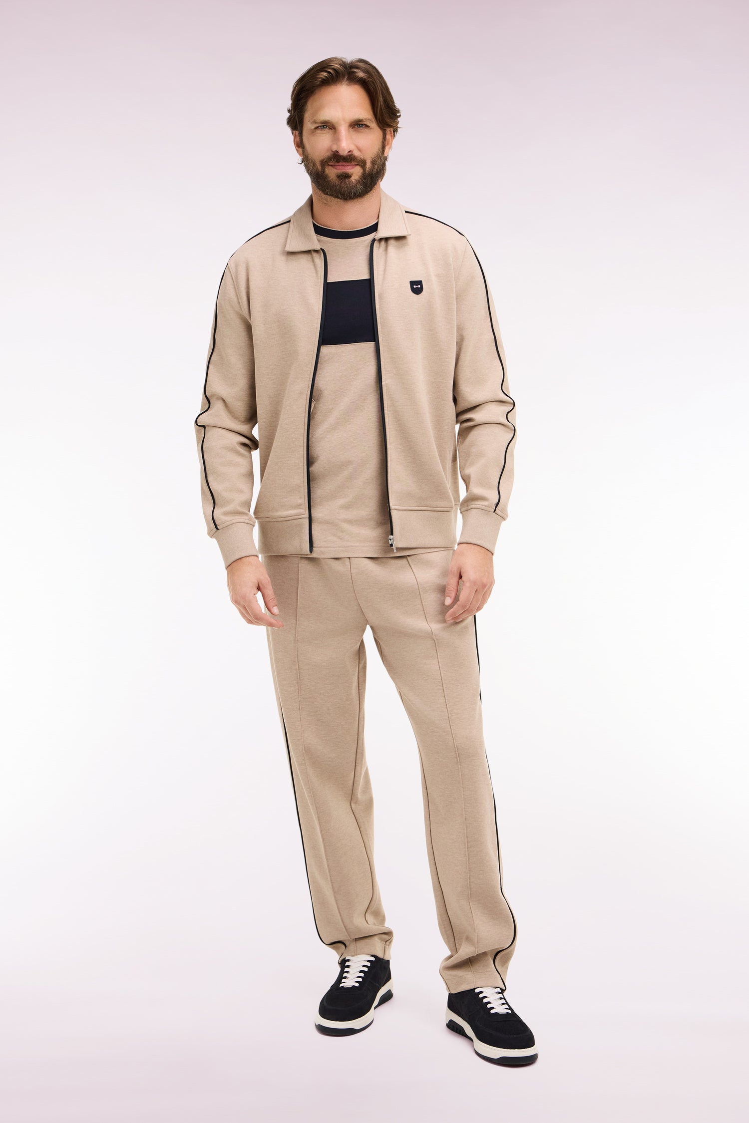 Sweatshirt blouson en molleton beige
