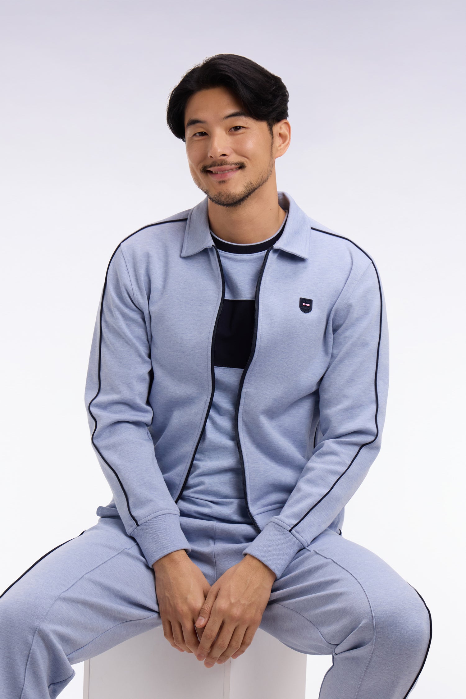Sweatshirt blouson en molleton bleu ciel