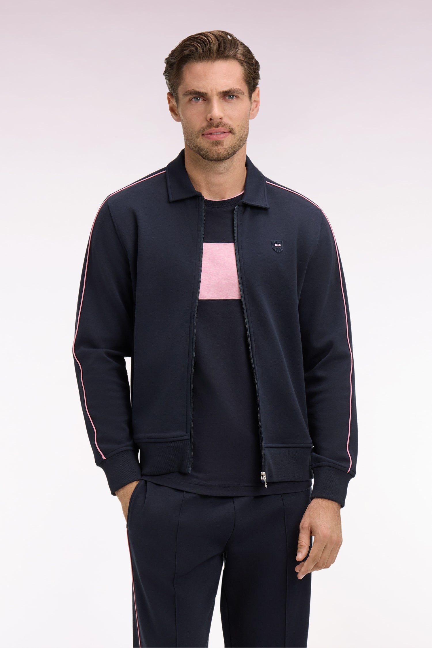 Sweatshirt blouson en molleton marine