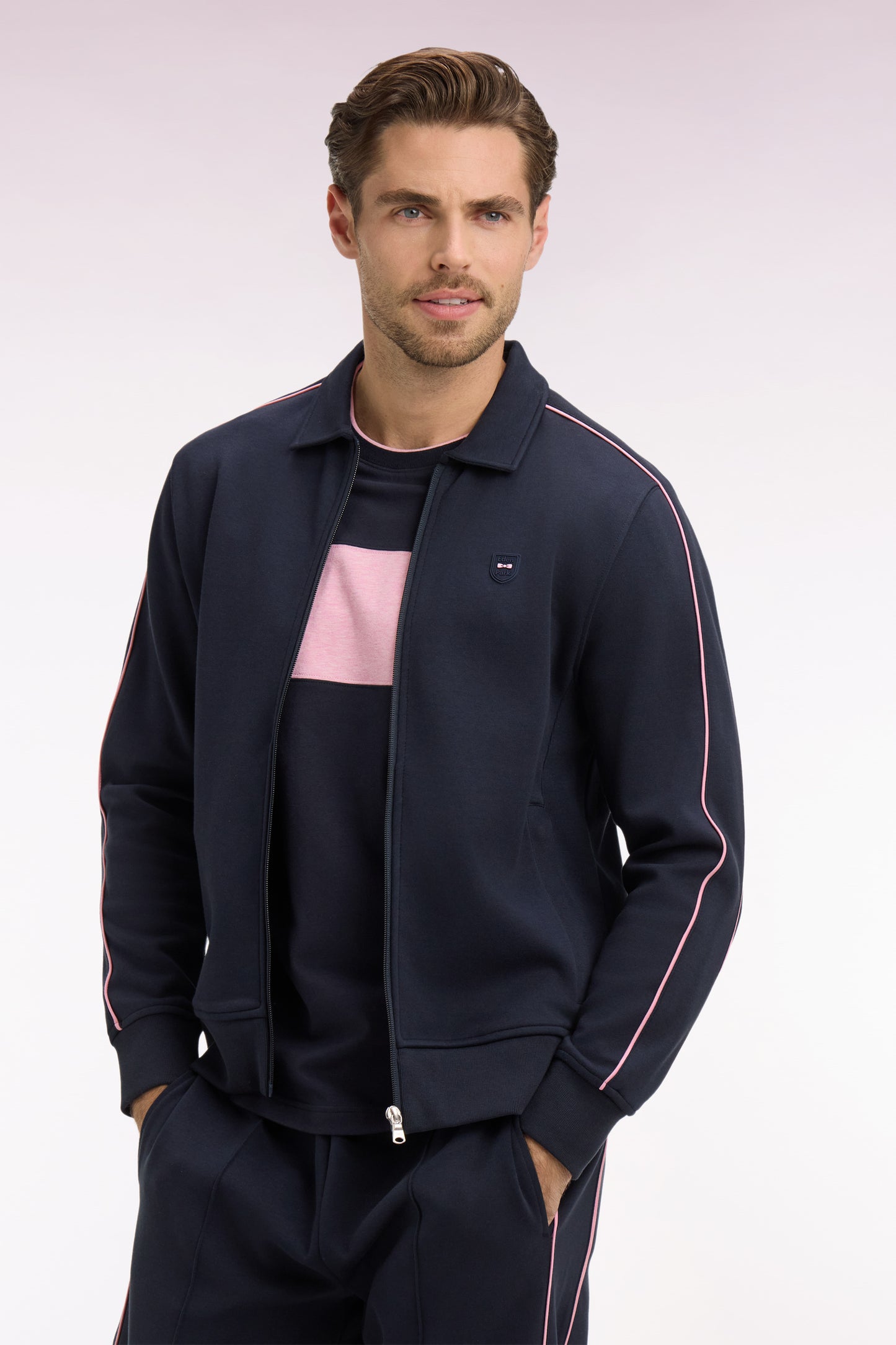 Sweatshirt blouson en molleton marine