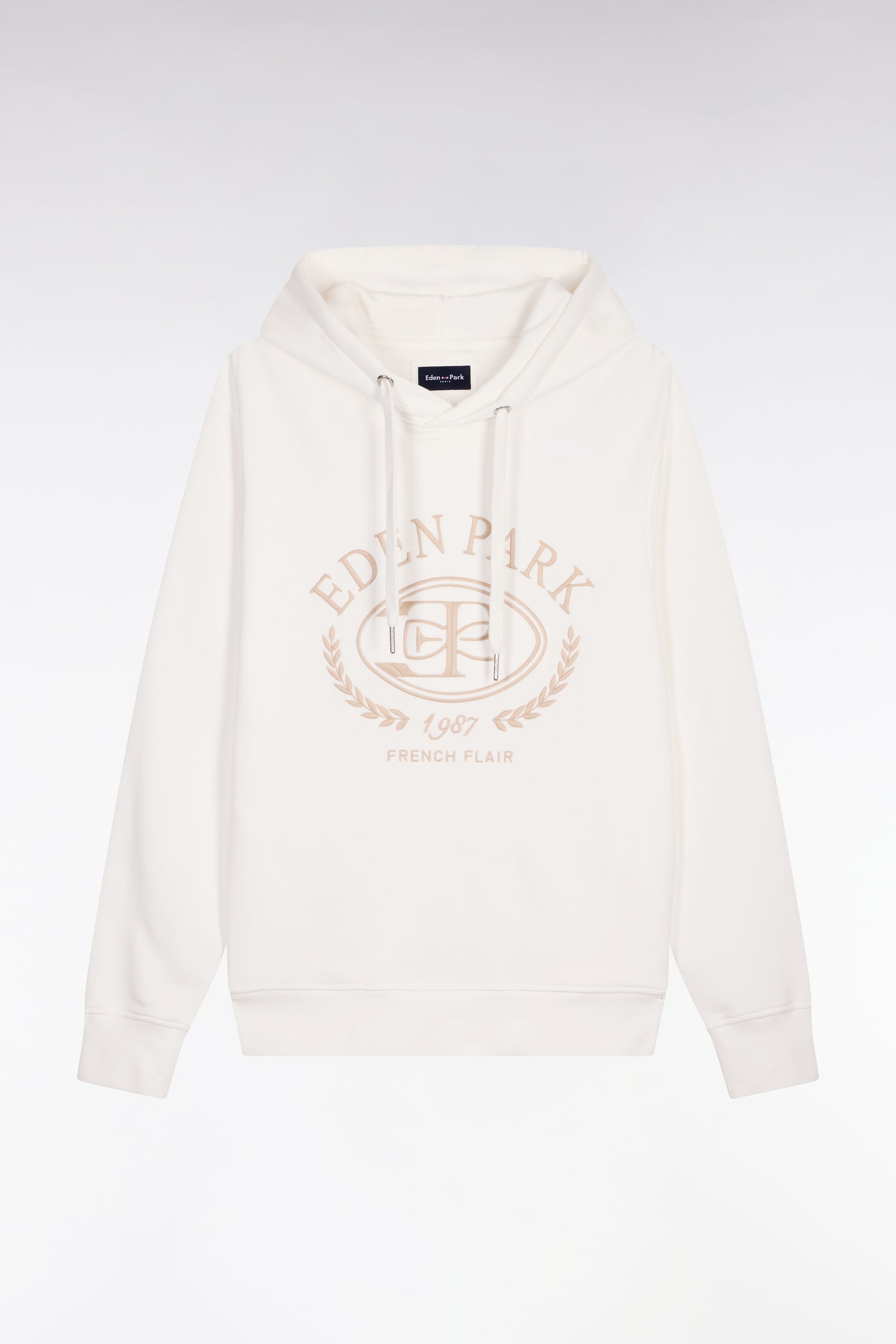 Sweatshirt à capuche brodé écru