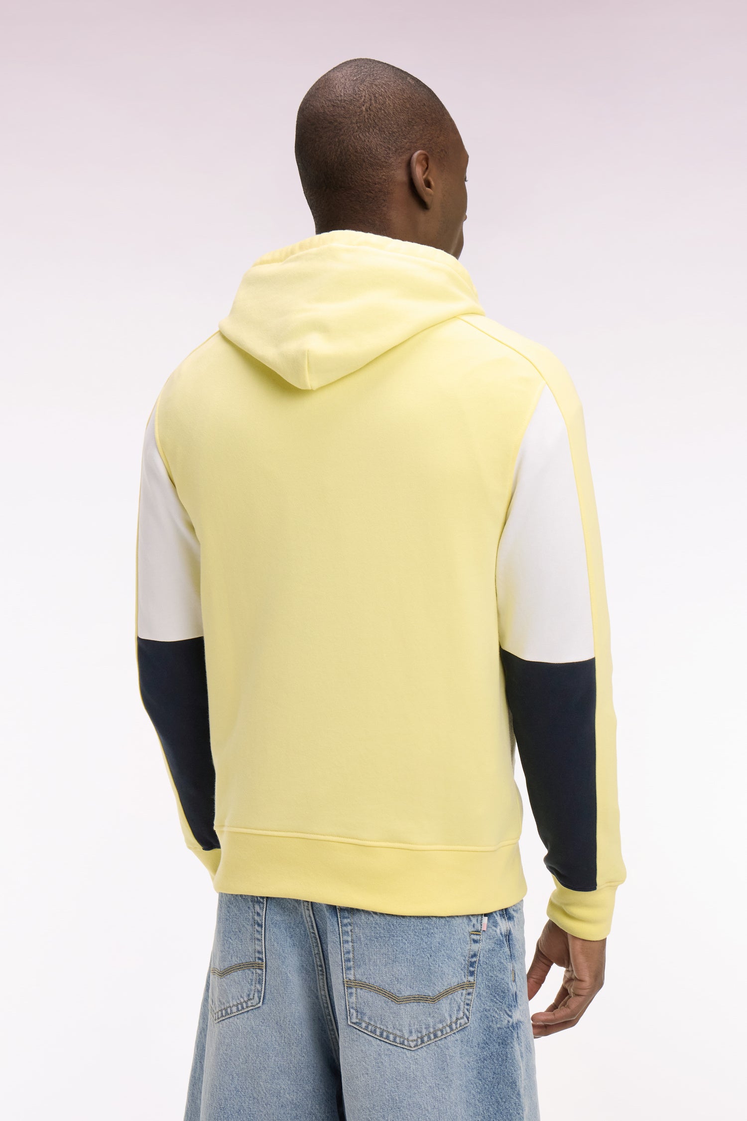 Sweatshirt à capuche en molleton coton jaune brodé