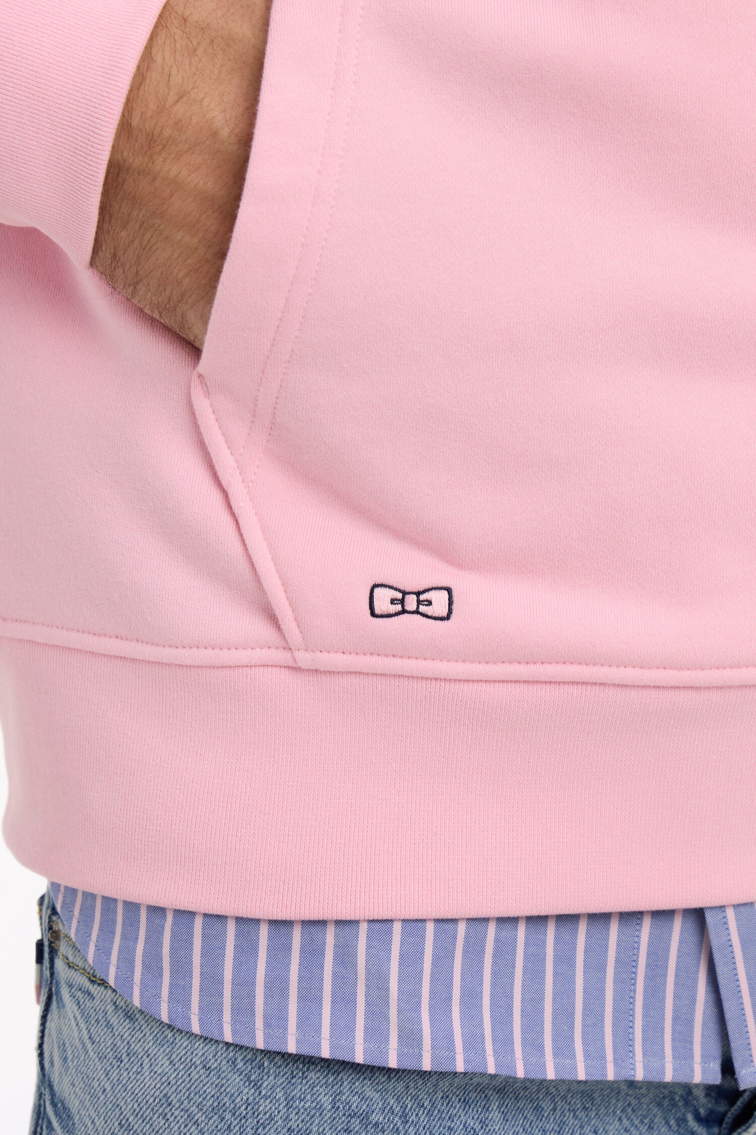 Sweatshirt à capuche en molleton coton rose brodé
