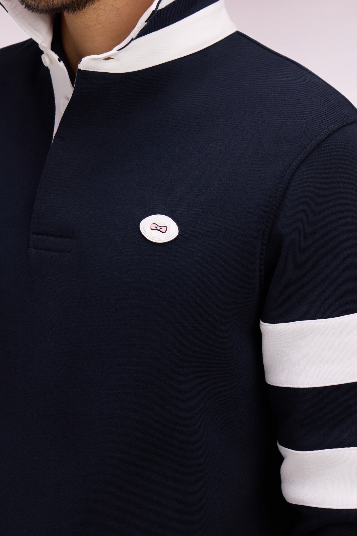 Sweatshirt col maillot en molleton marine coupe regular