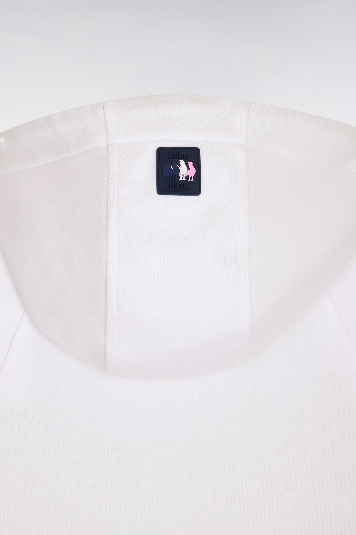 Sweatshirt zippé XV de France à capuche en molleton blanc à parmenture matelassée marine coupe regular