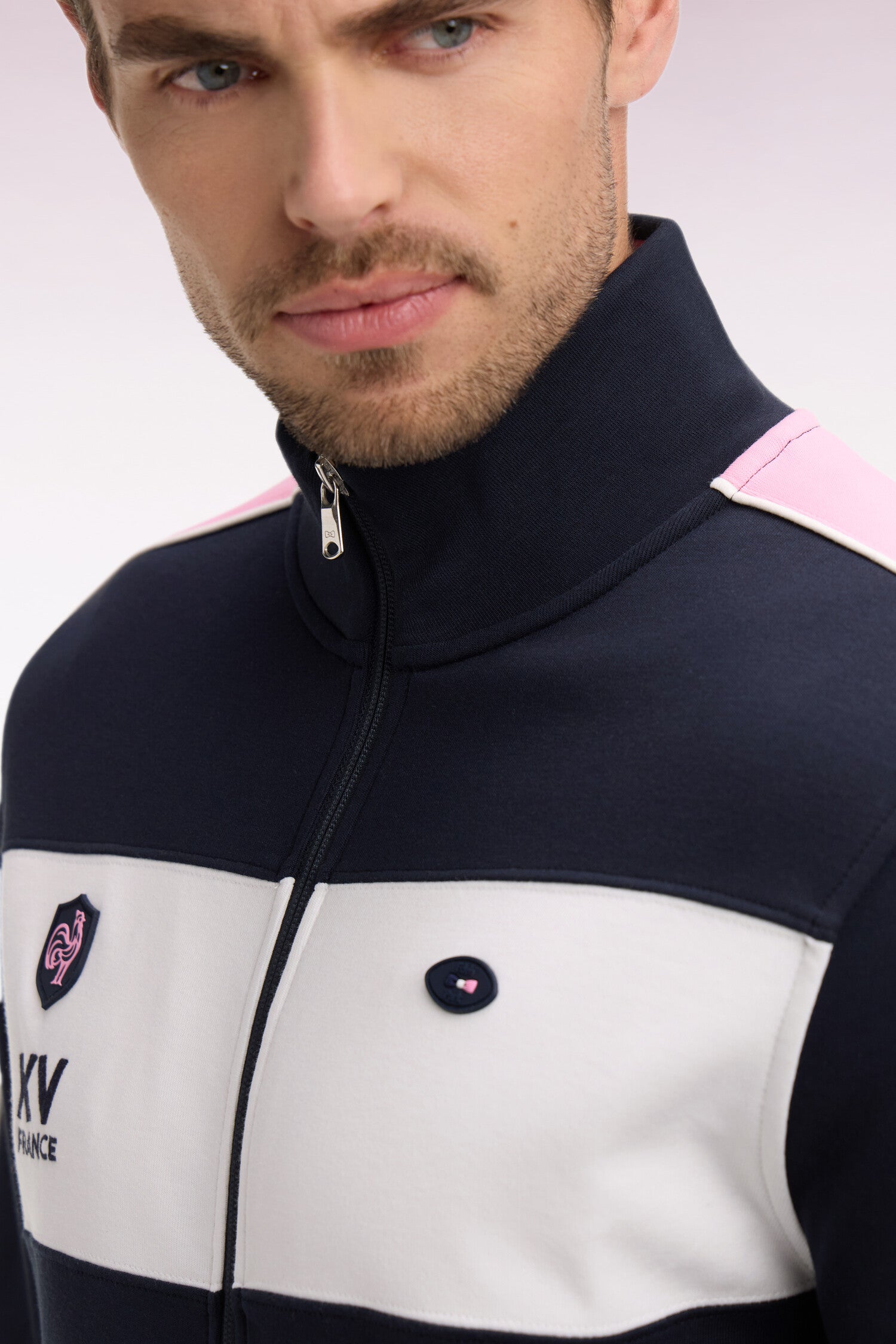 Sweatshirt zippé XV de France marine coupe regular