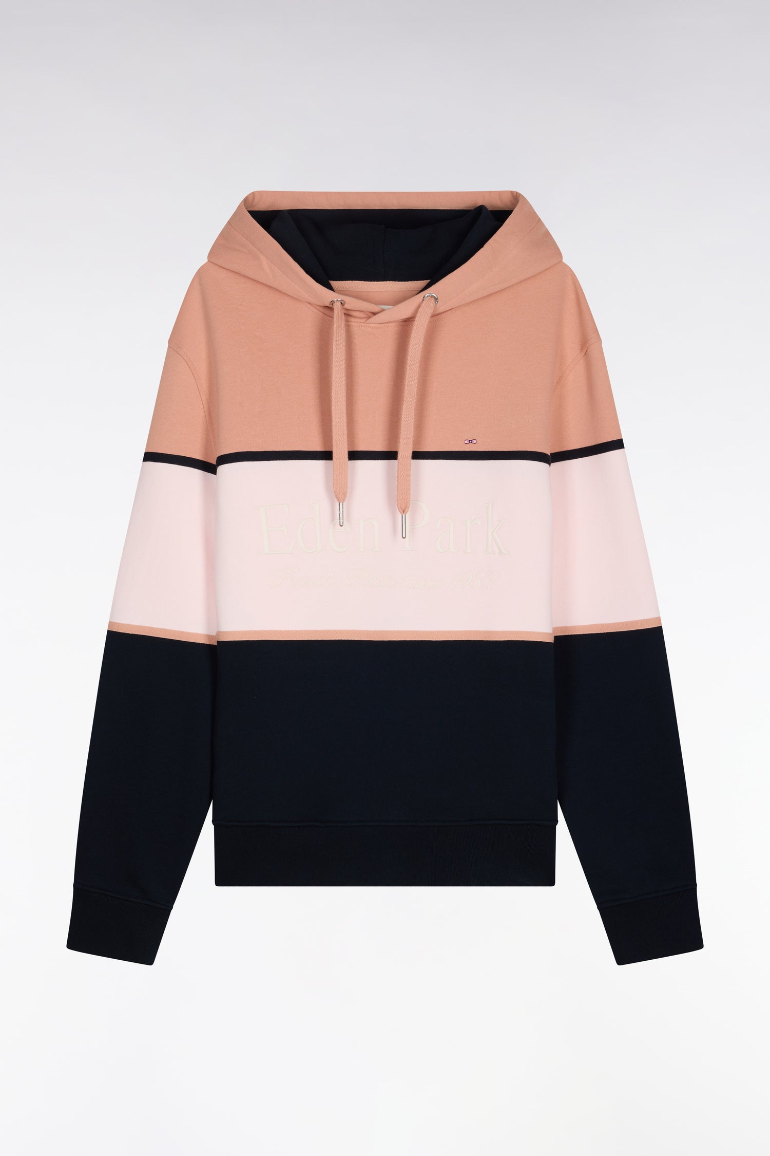 Sweatshirt à capuche rose à découpes pastel brodées coupe regular
