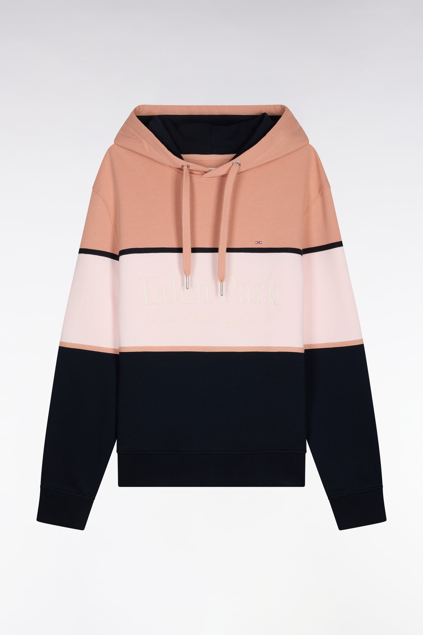 Sweatshirt à capuche rose à découpes pastel brodées coupe regular