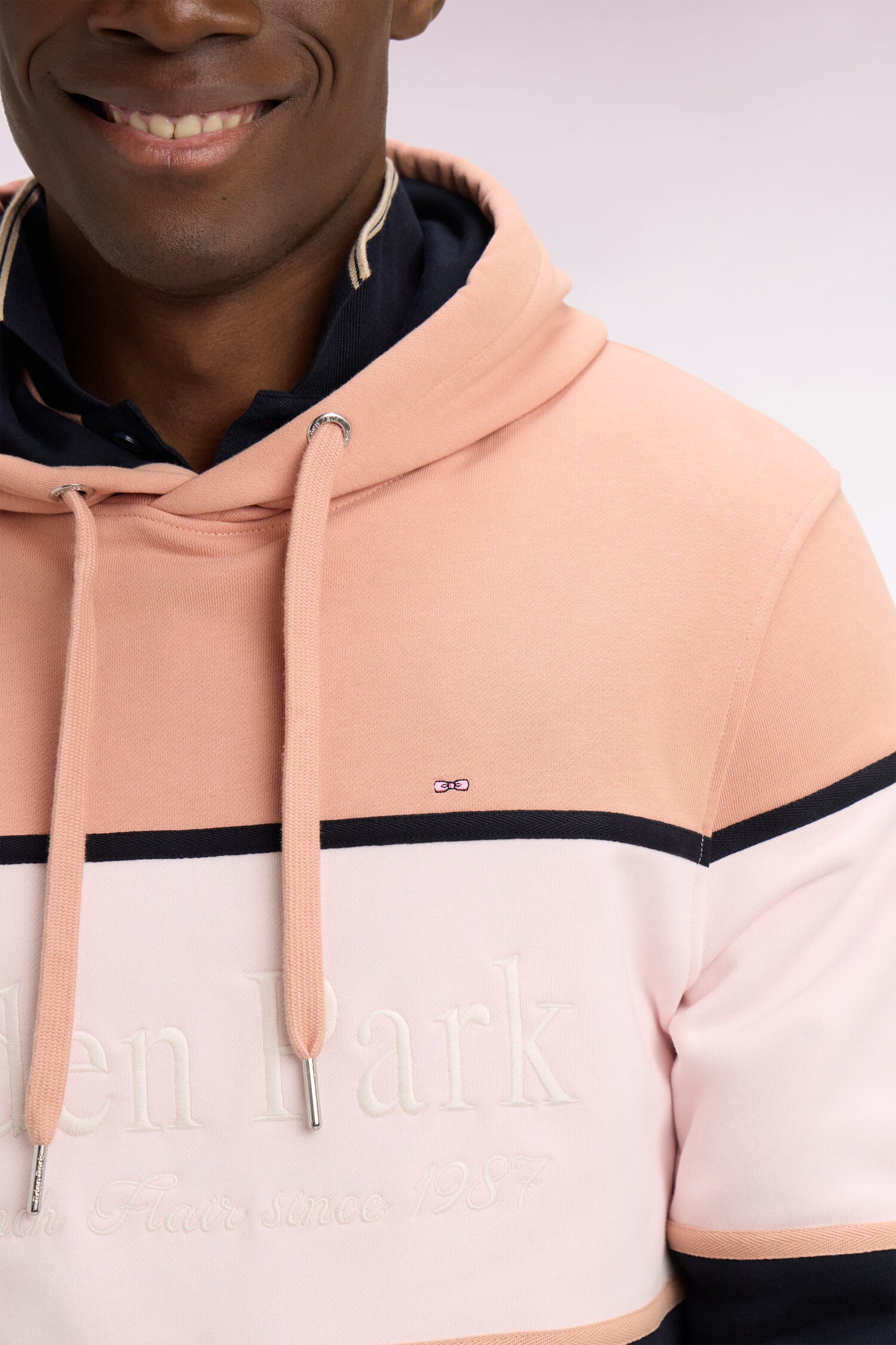 Sweatshirt à capuche rose à découpes pastel brodées coupe regular