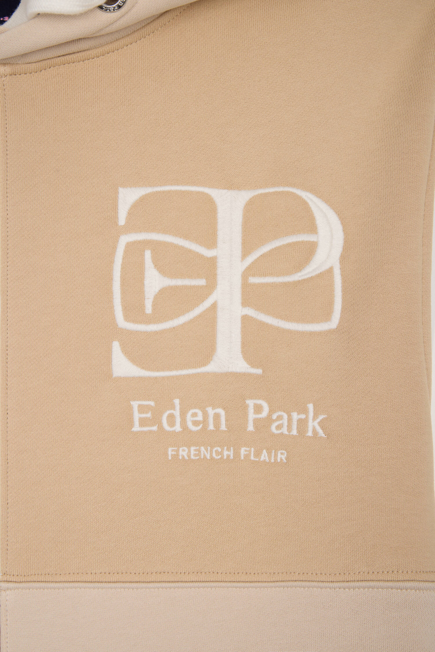 Sweatshirt à capuche en molleton beige colorblock cadrans coupe regular