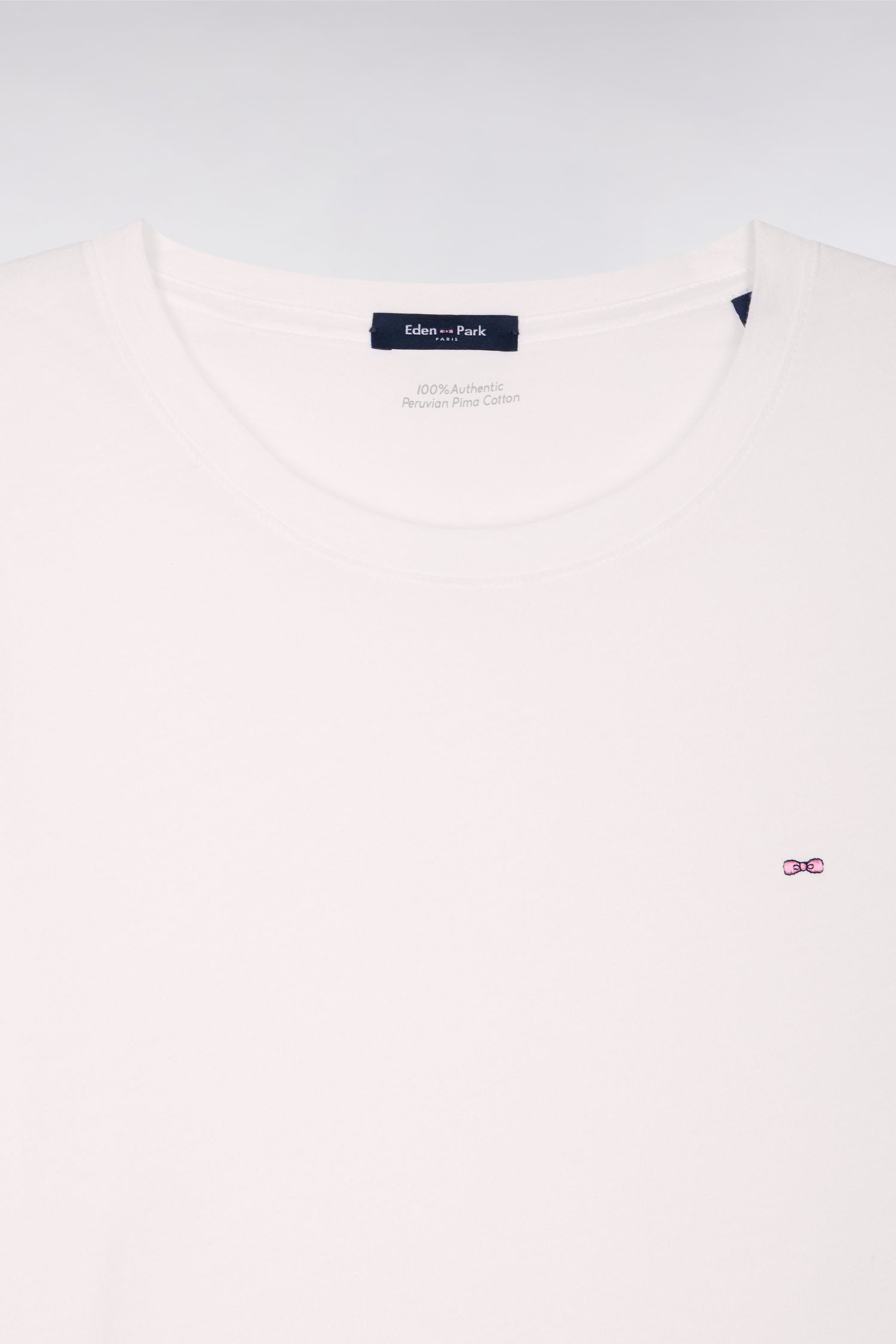 T-shirt à manches courtes en coton Pima blanc col rond coupe regular