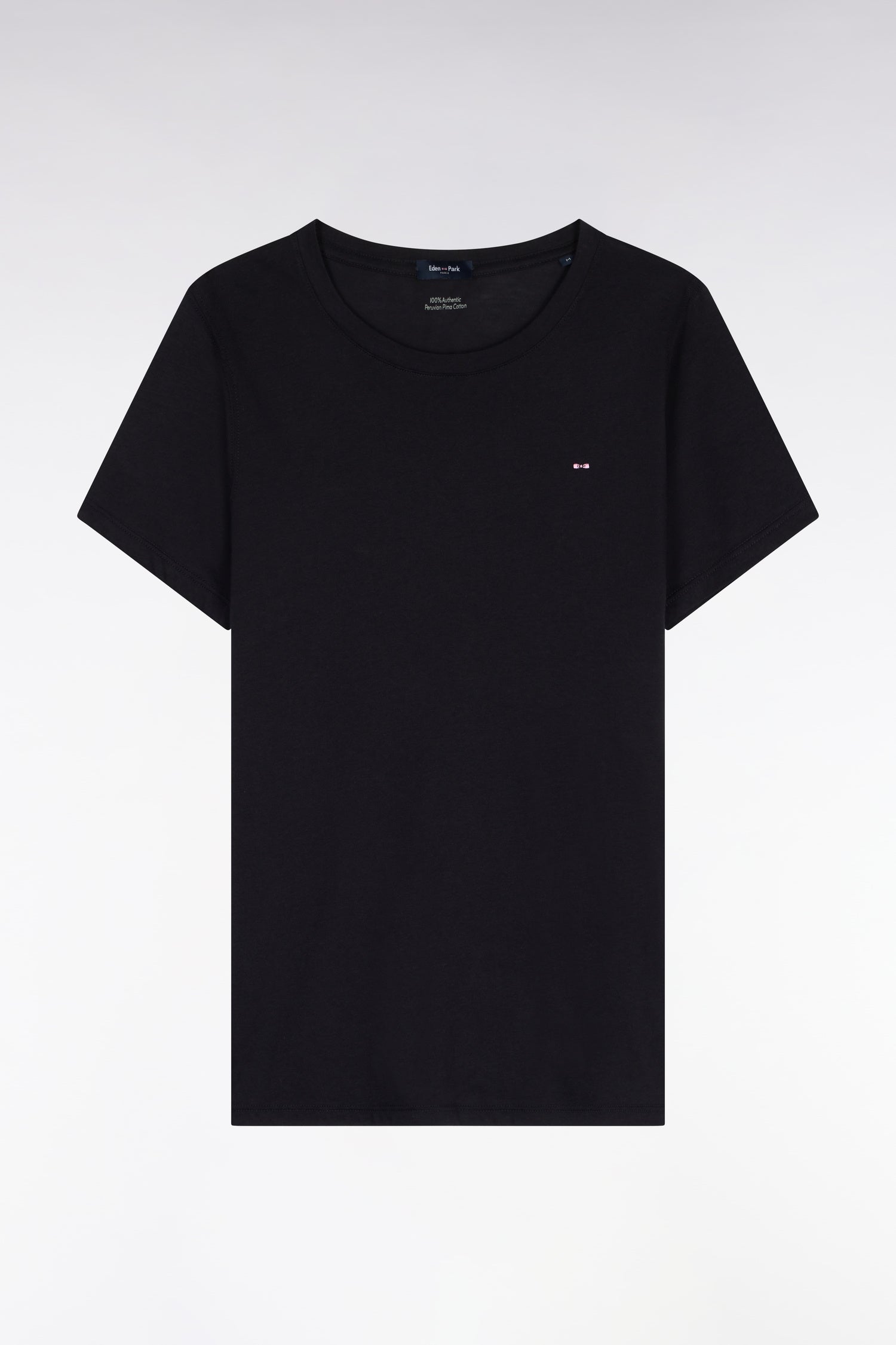 T-shirt à manches courtes en coton Pima marine col rond coupe regular