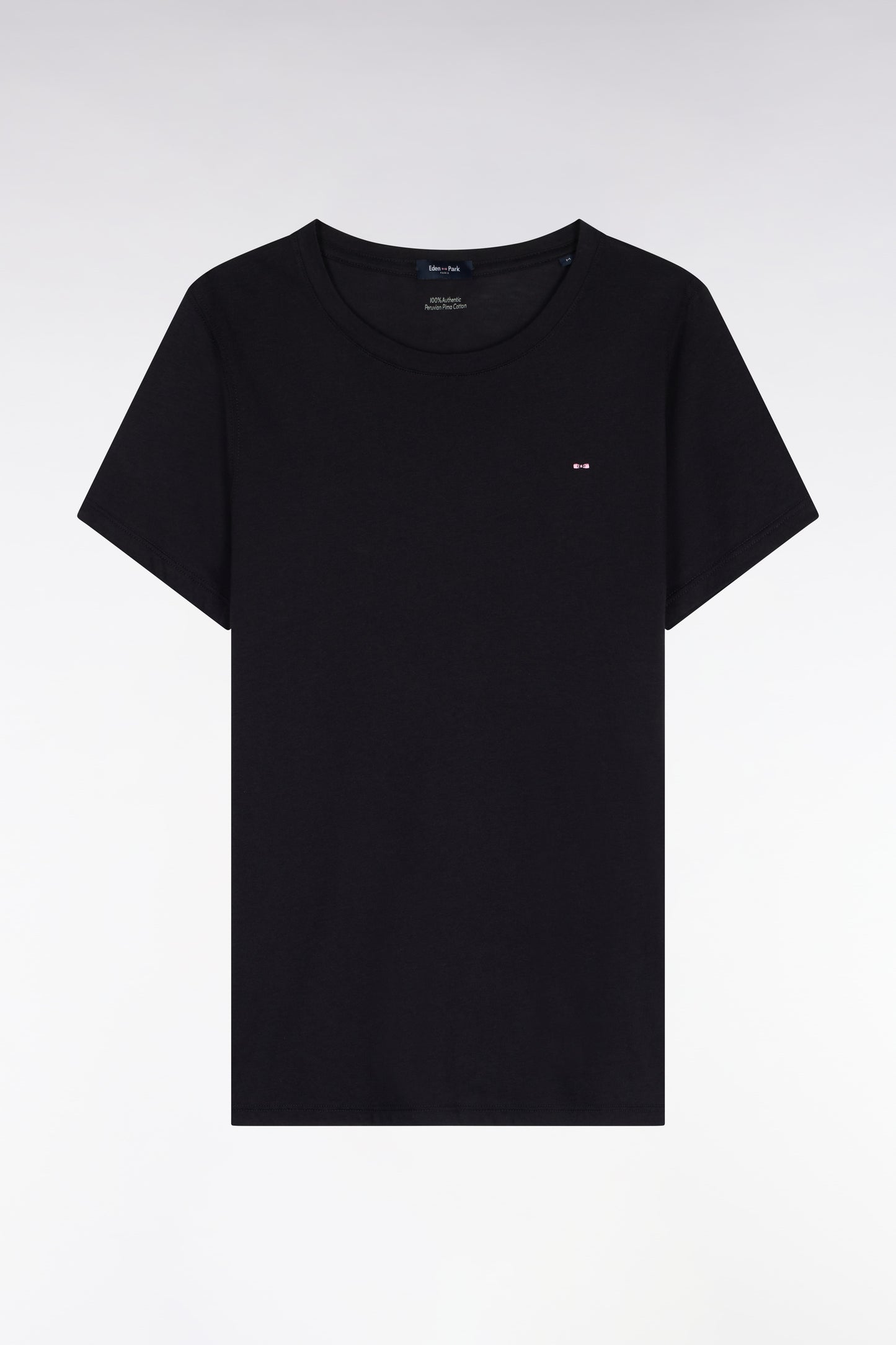 T-shirt à manches courtes en coton Pima marine col rond coupe regular