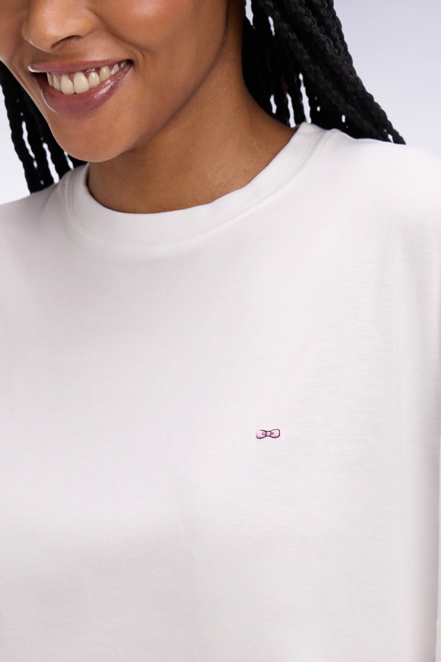 T-shirt à manches courtes en lyocell et coton blanc coupe oversized