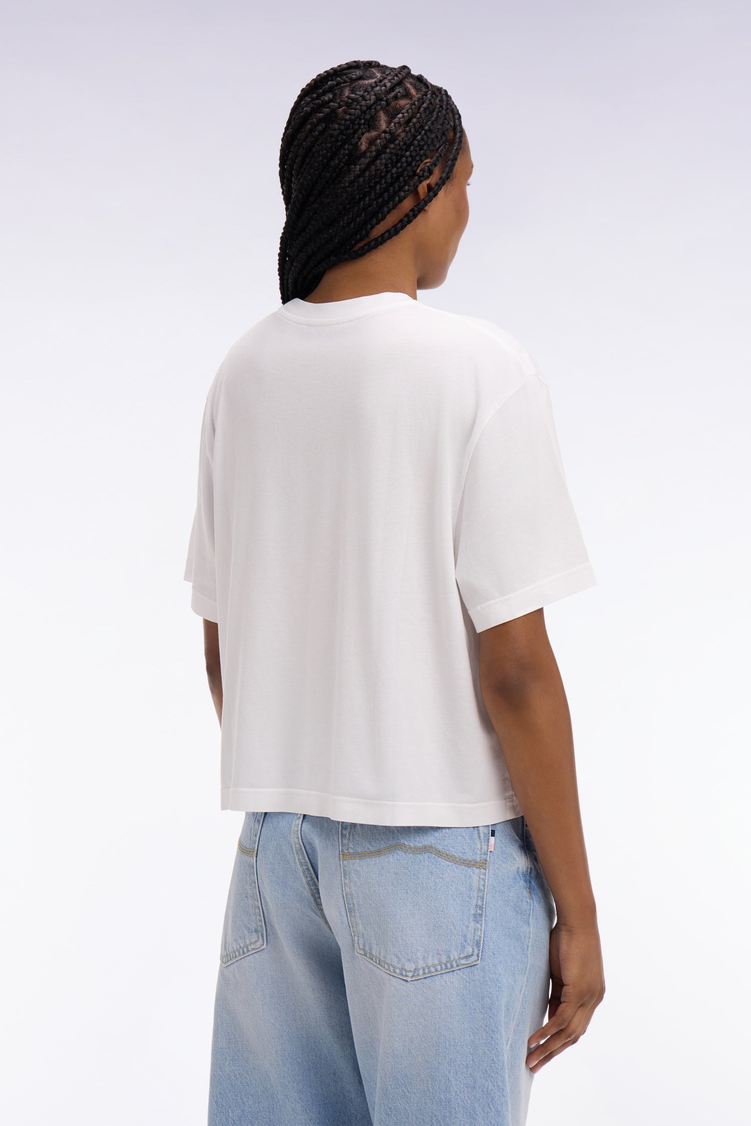T-shirt à manches courtes en lyocell et coton blanc coupe oversized