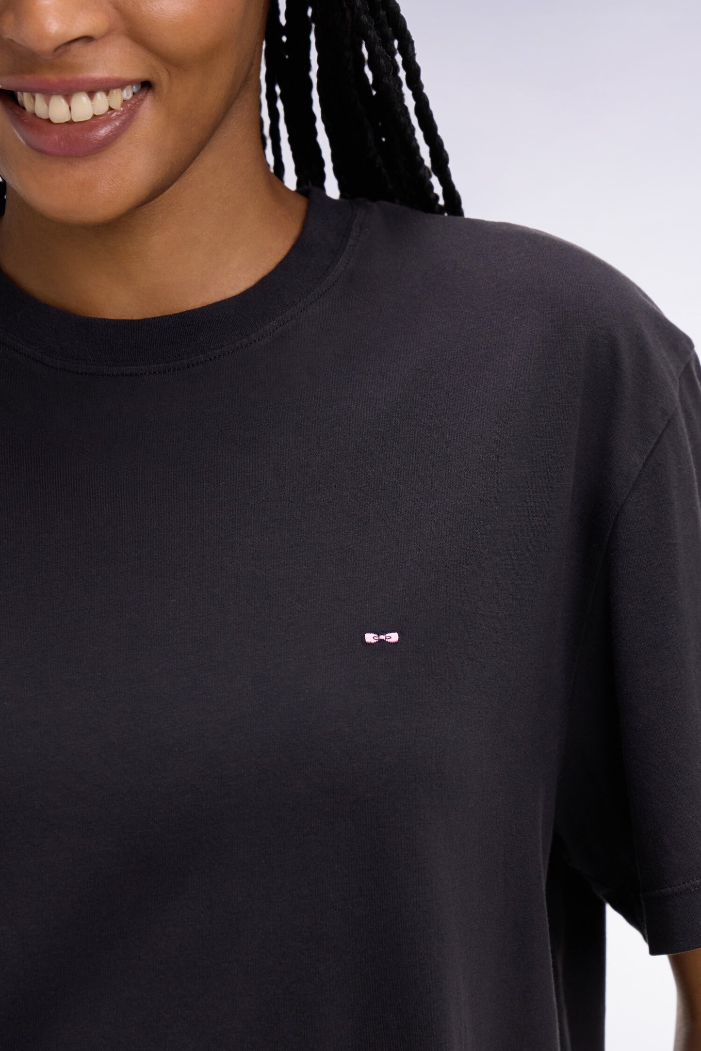 T-shirt à manches courtes en lyocell et coton noir coupe oversized