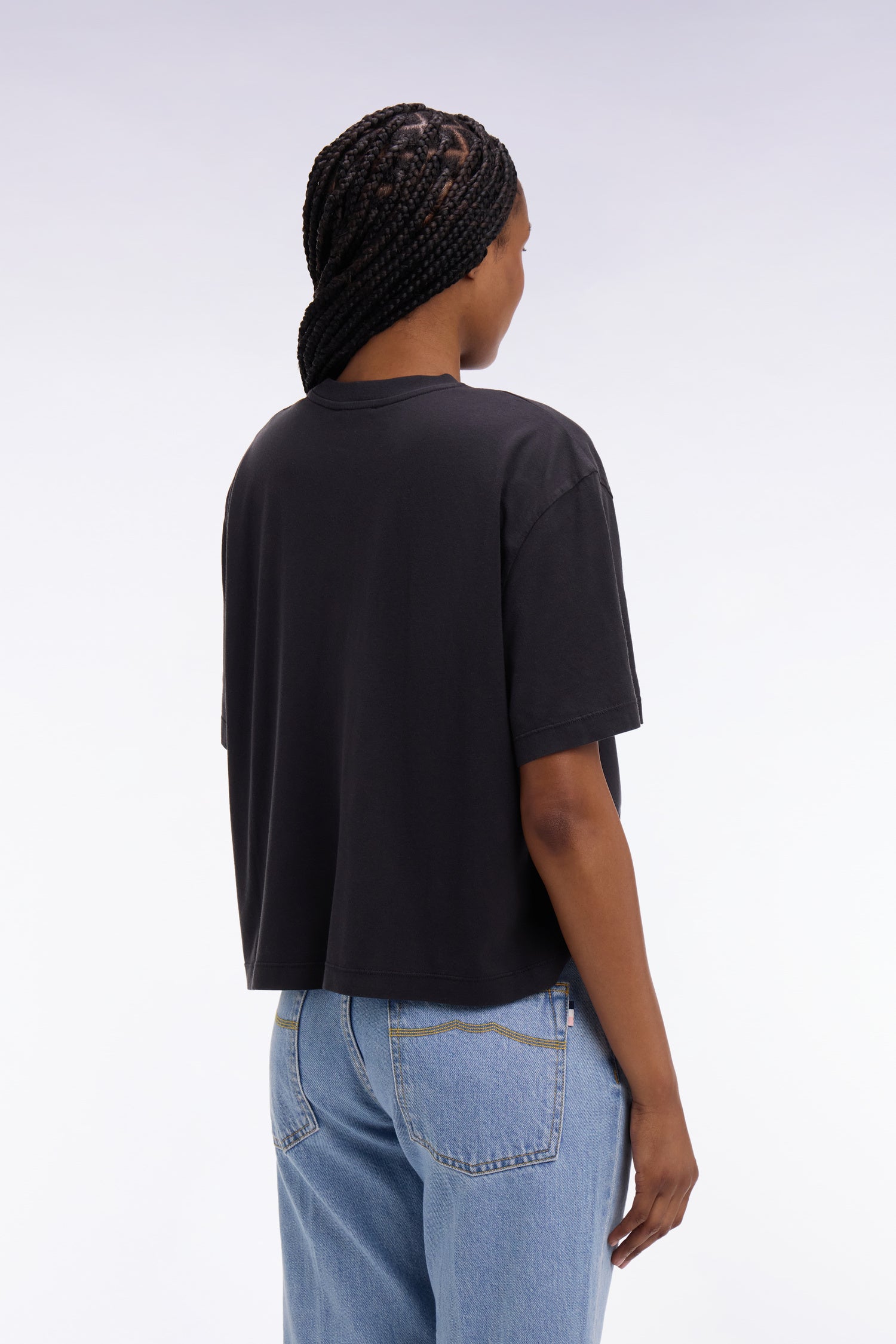 T-shirt à manches courtes en lyocell et coton noir coupe oversized