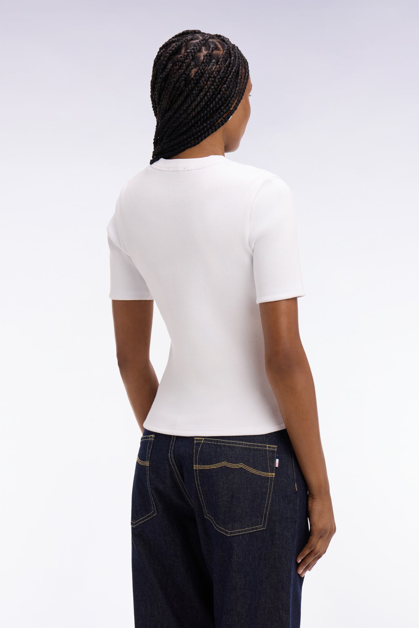 T-shirt col rond à manches courtes blanc coupe slim