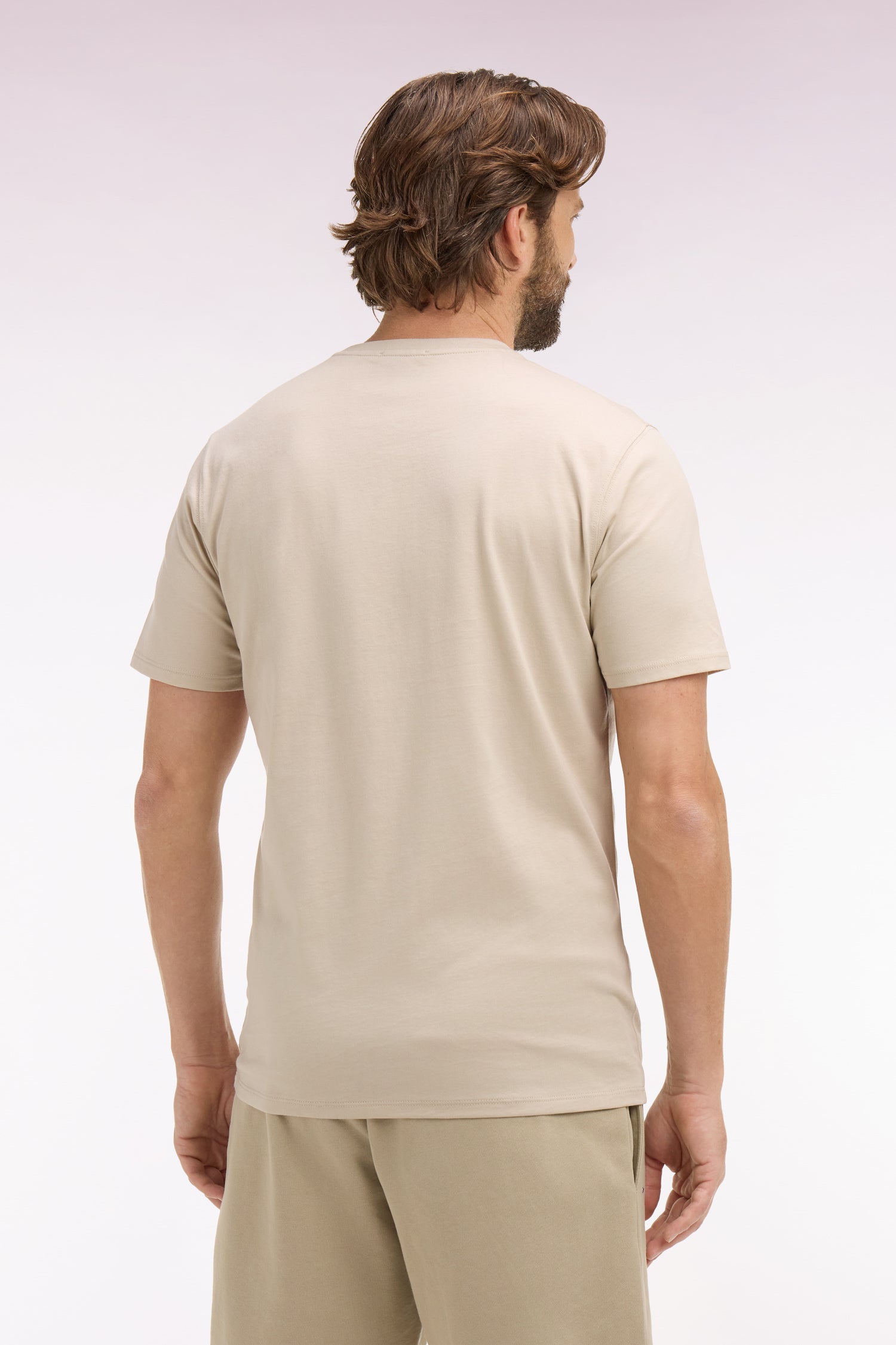 T-shirt à manches courtes en coton Pima beige coupe regular